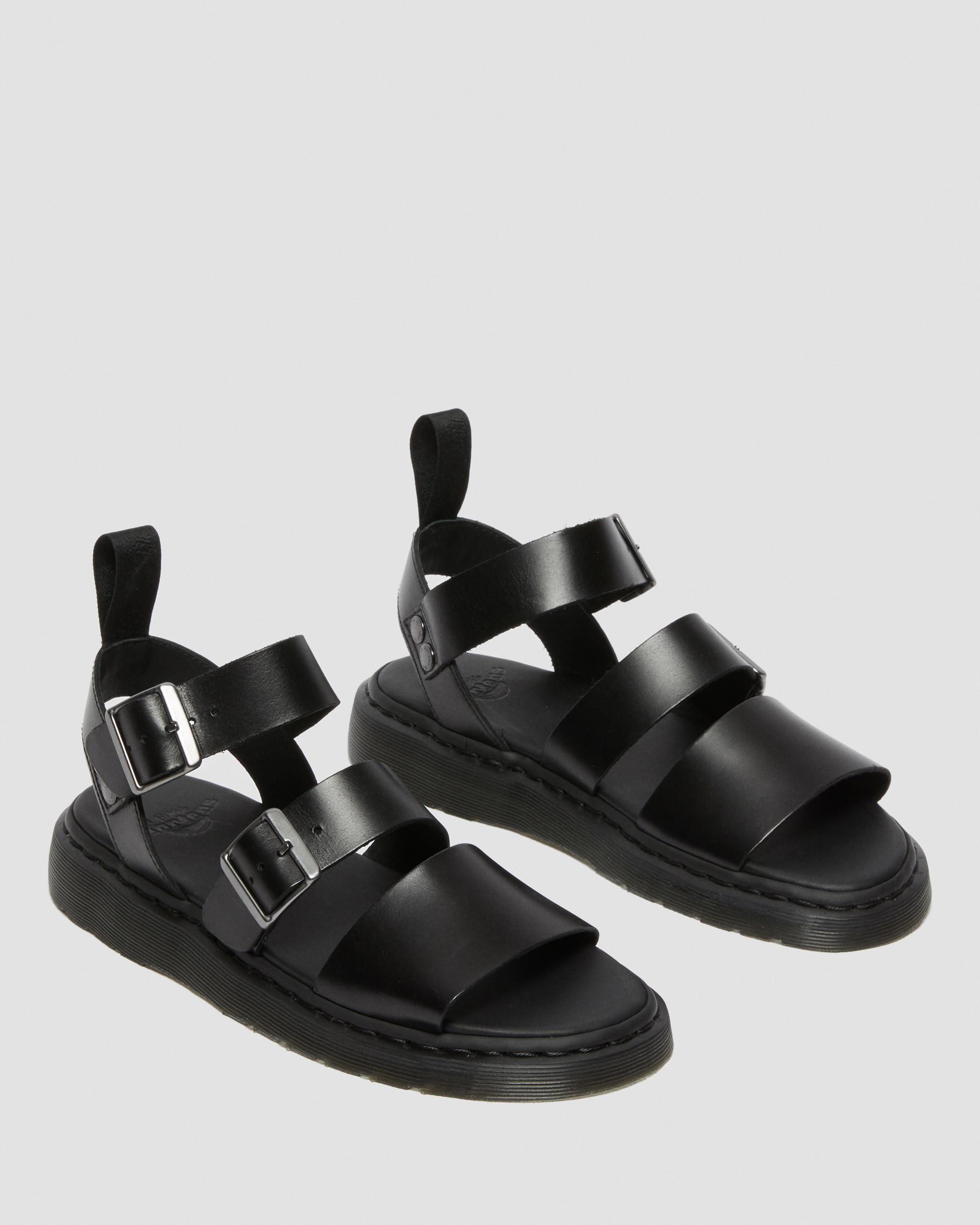 Gryphon Brando Leather Strap Sandals in Black