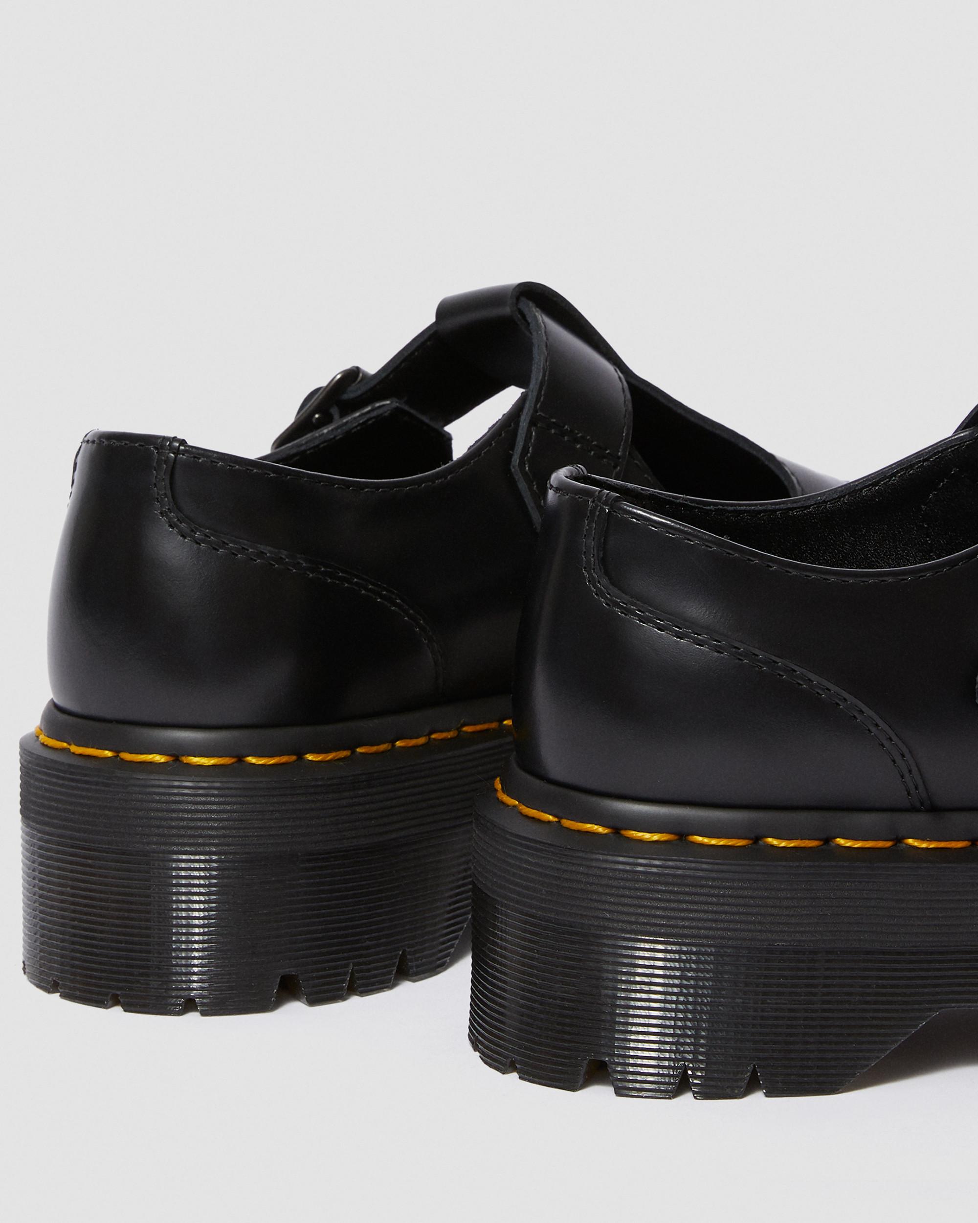 Bethan Polished Smooth Leather Platform Shoes in Black