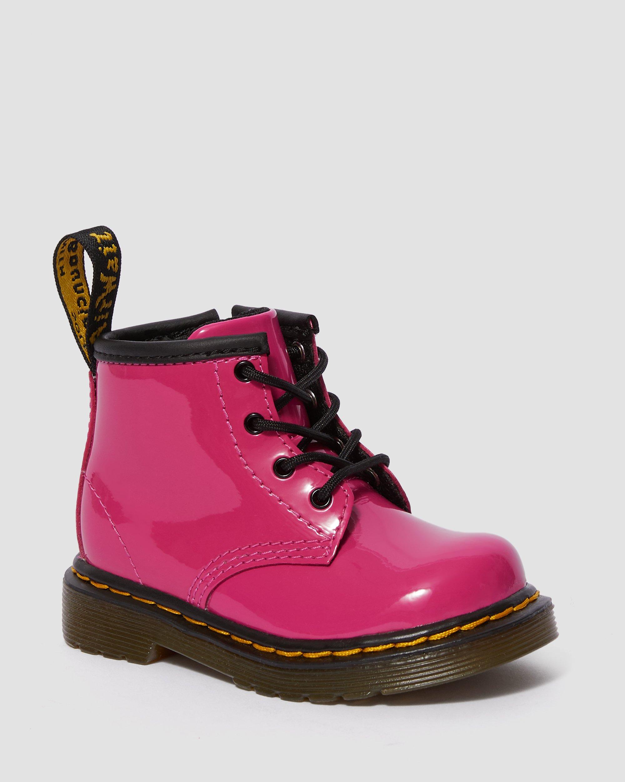 Infant 1460 Patent Leather Lace Up Boots in Pink