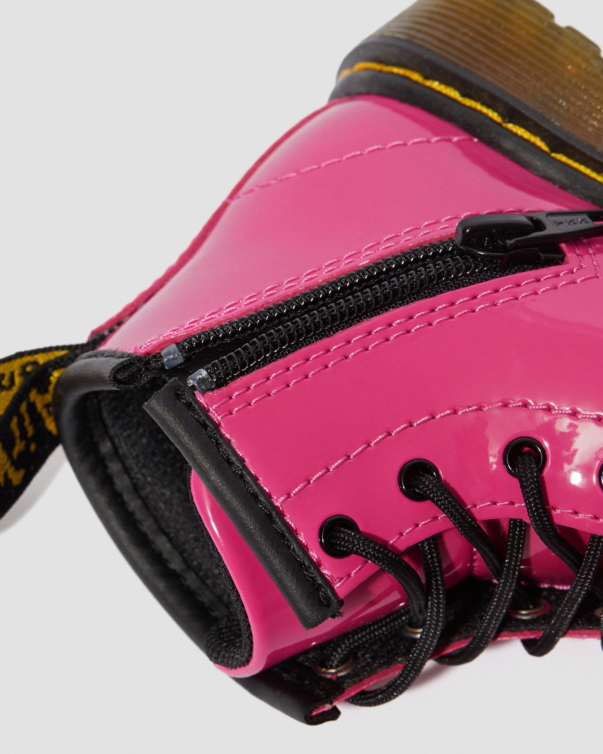 Infant 1460 Patent Leather Lace Up Boots in Hot Pink