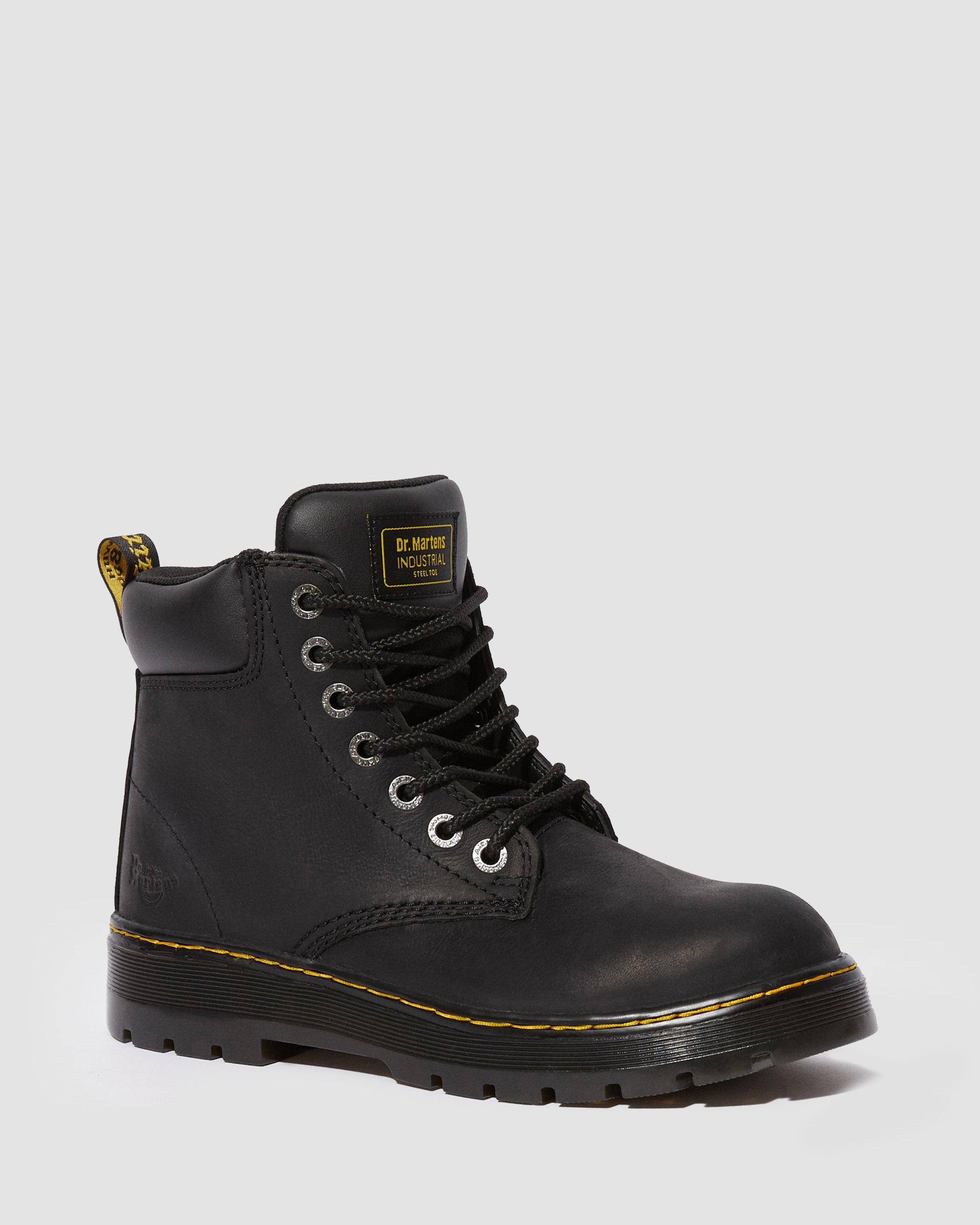 Dr Martens Unisex Steel Toe Industrial Safety Cushioned Lace-Up Boots Black