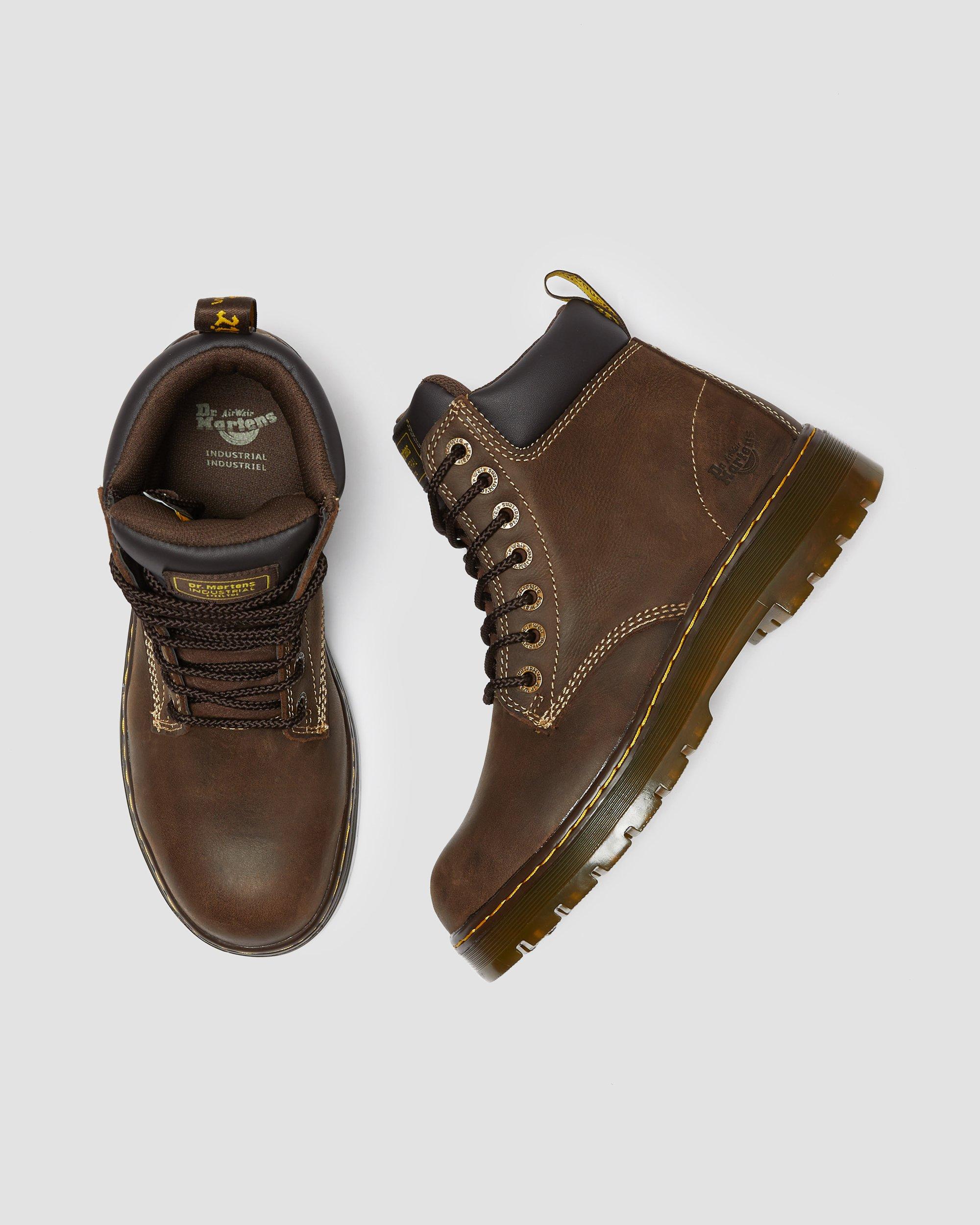 Winch Steel Toe Work Boots in Dark Brown Martens