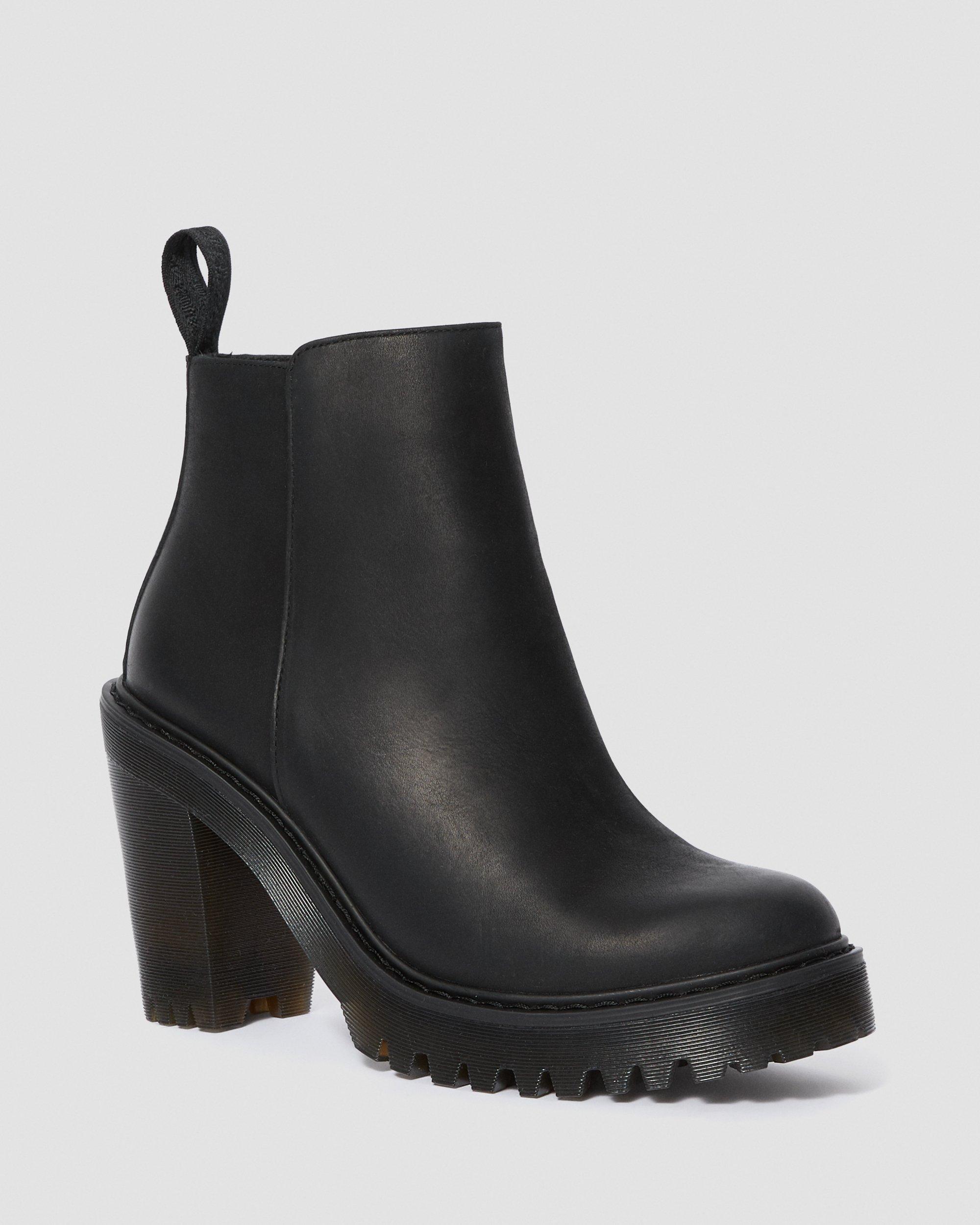 Magdalena Women's Leather Heeled Chelsea Boots in Black | Dr. Martens