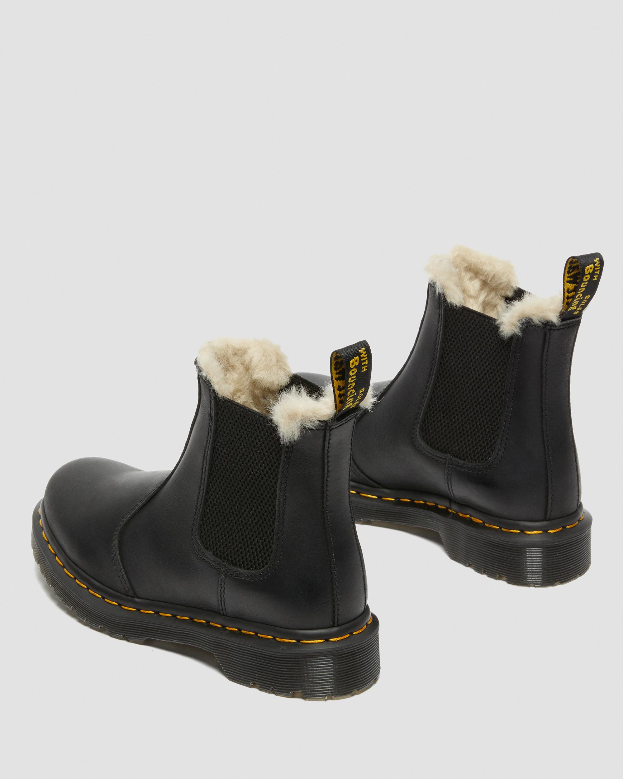 2976 Leonore Faux Fur Lined Burnished Chelsea Boots in Black