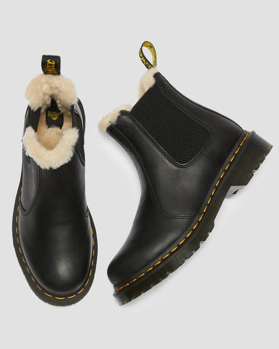 2976 Leonore Faux Fur Lined Burnished Chelsea Boots Black2976 Leonore Faux Fur Lined Burnished Chelsea Boots Dr. Martens