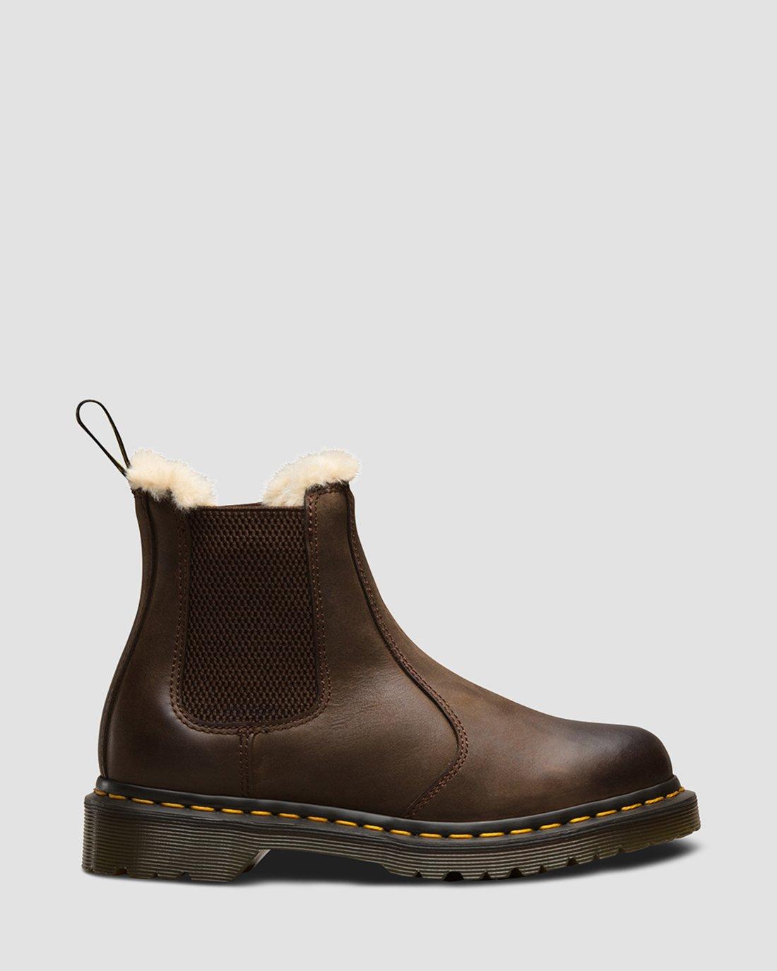 Dr. Martens 2976 FL Fur Lined Dark Brown Leather Chelsea Western Boots Men 12 2976 Faux Fur Lined Platform Boots in Brown | Dr. Martens main image 4