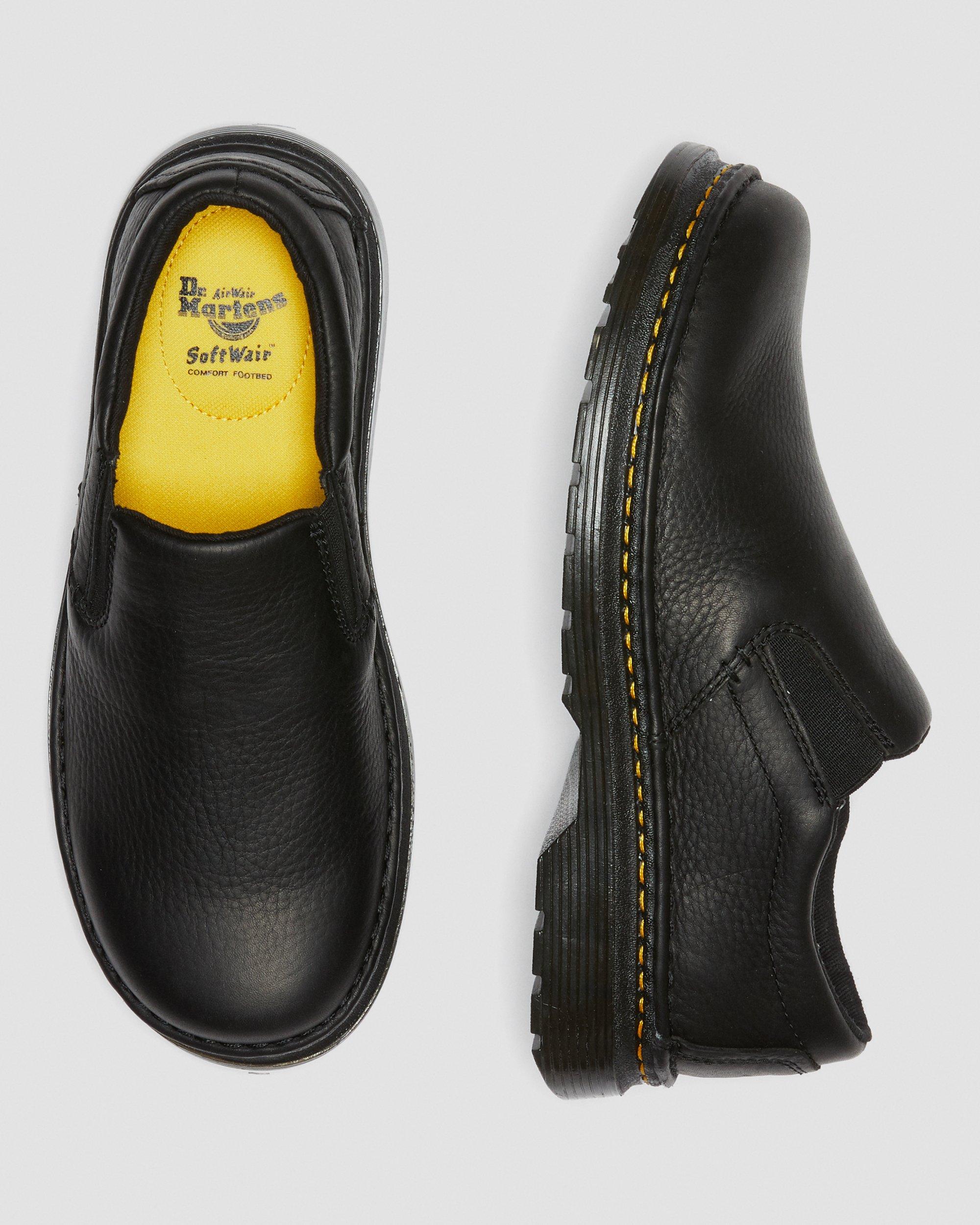 Boyle Men's Grizzly Leather Slip On Shoes in Black | Dr. Martens