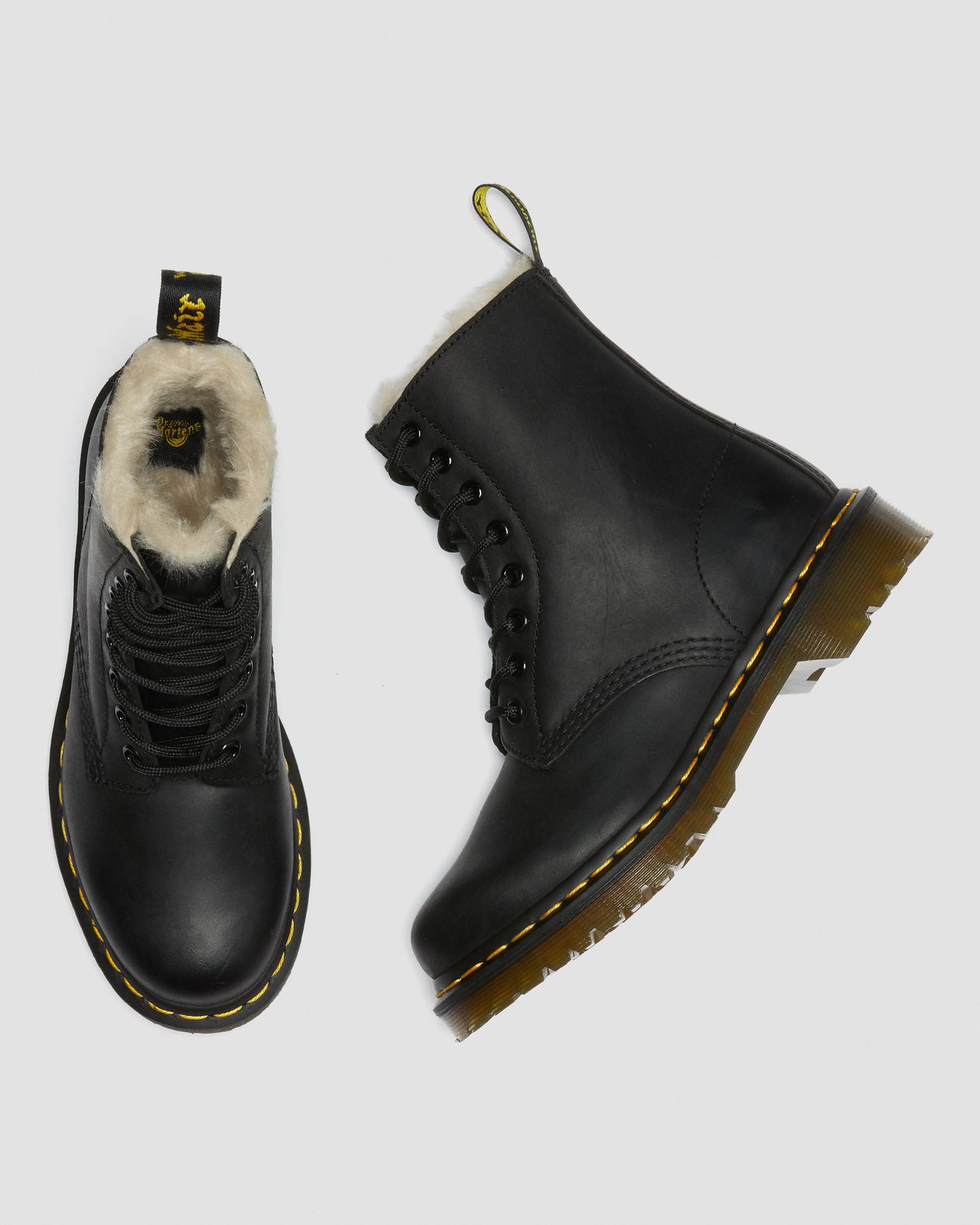 DR MARTENS 1460 Serena Faux Fur Lined Leather Lace Up Boots