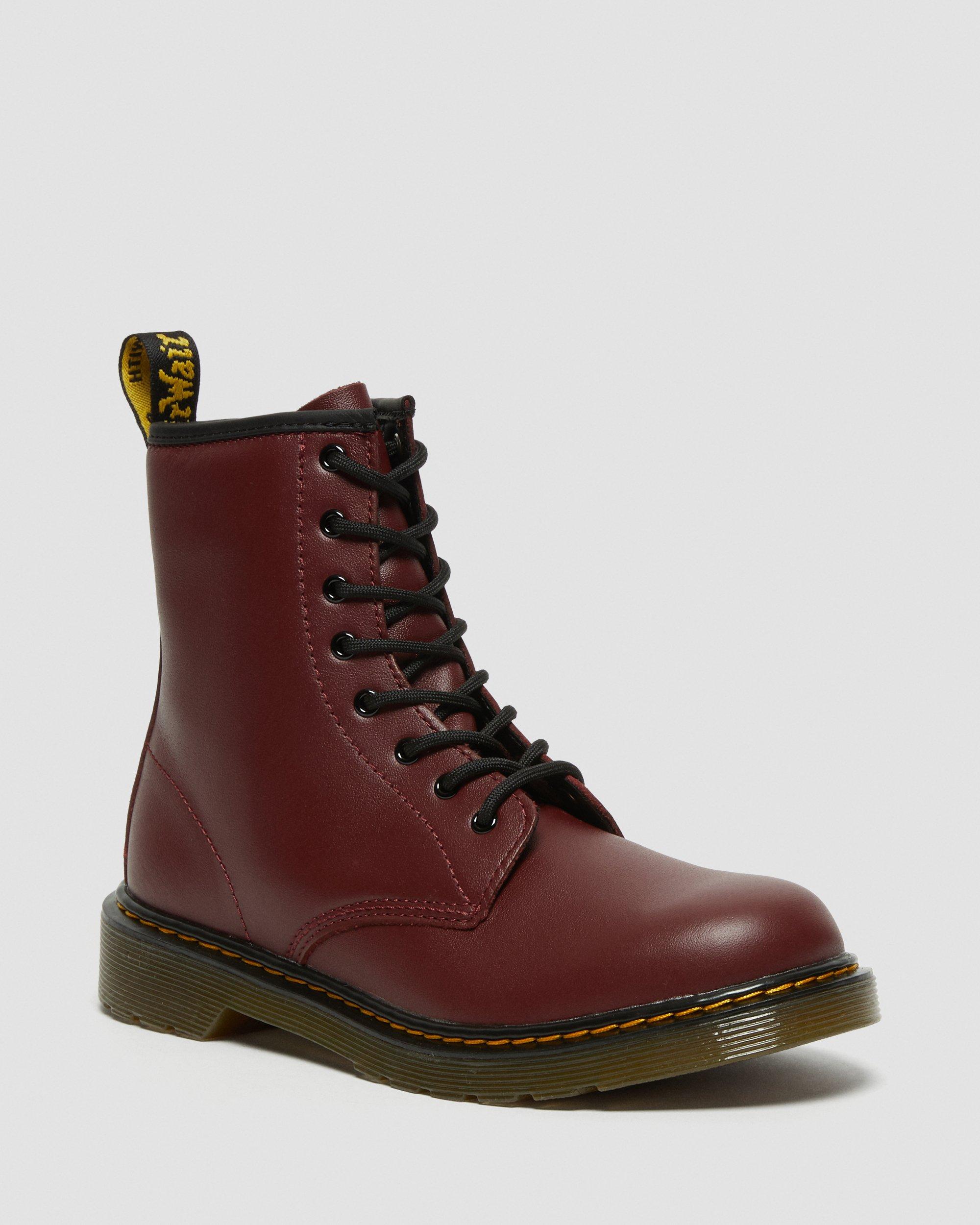 Youth 1460 Softy T Leather Lace Up Boots in Cherry Red | Dr. Martens