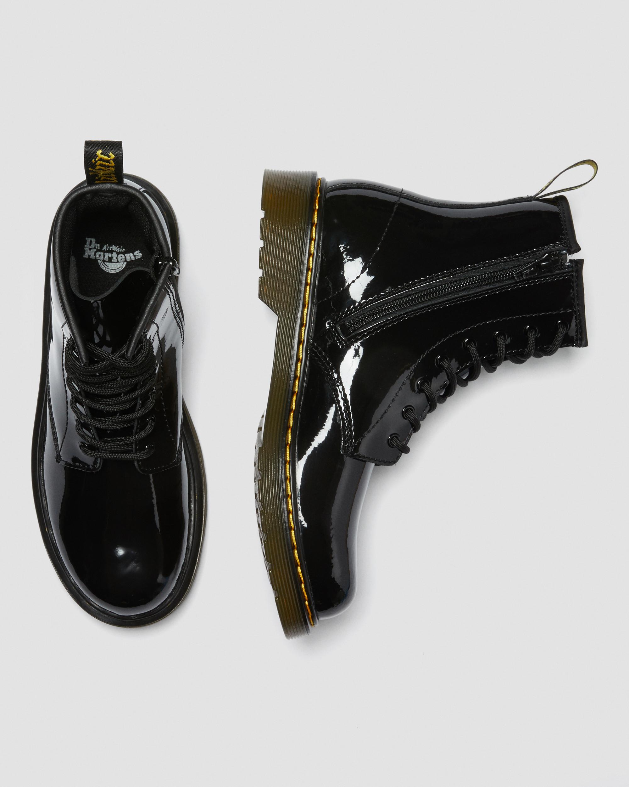 Youth 1460 Patent Leather Lace Up Boots in Black
