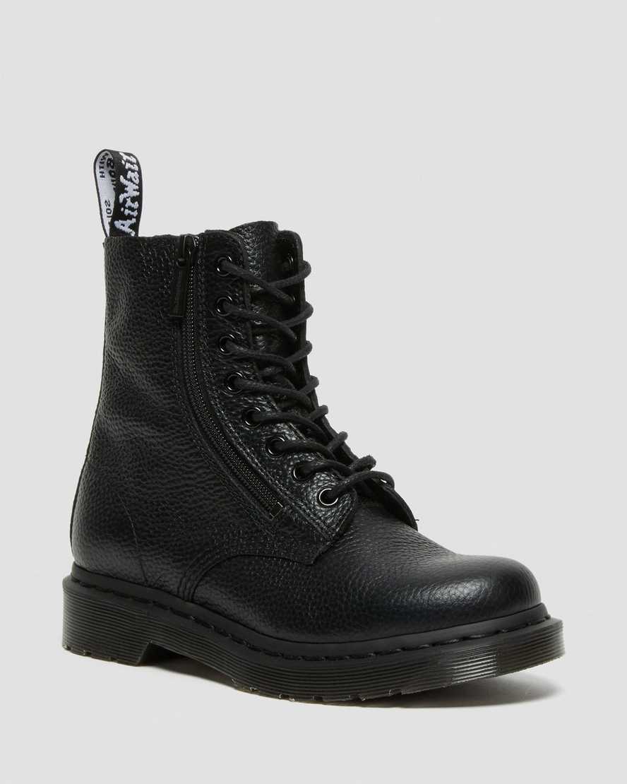 DR MARTENS 1460 PASCAL WITH ZIP LEATHER ANKLE BOOTS