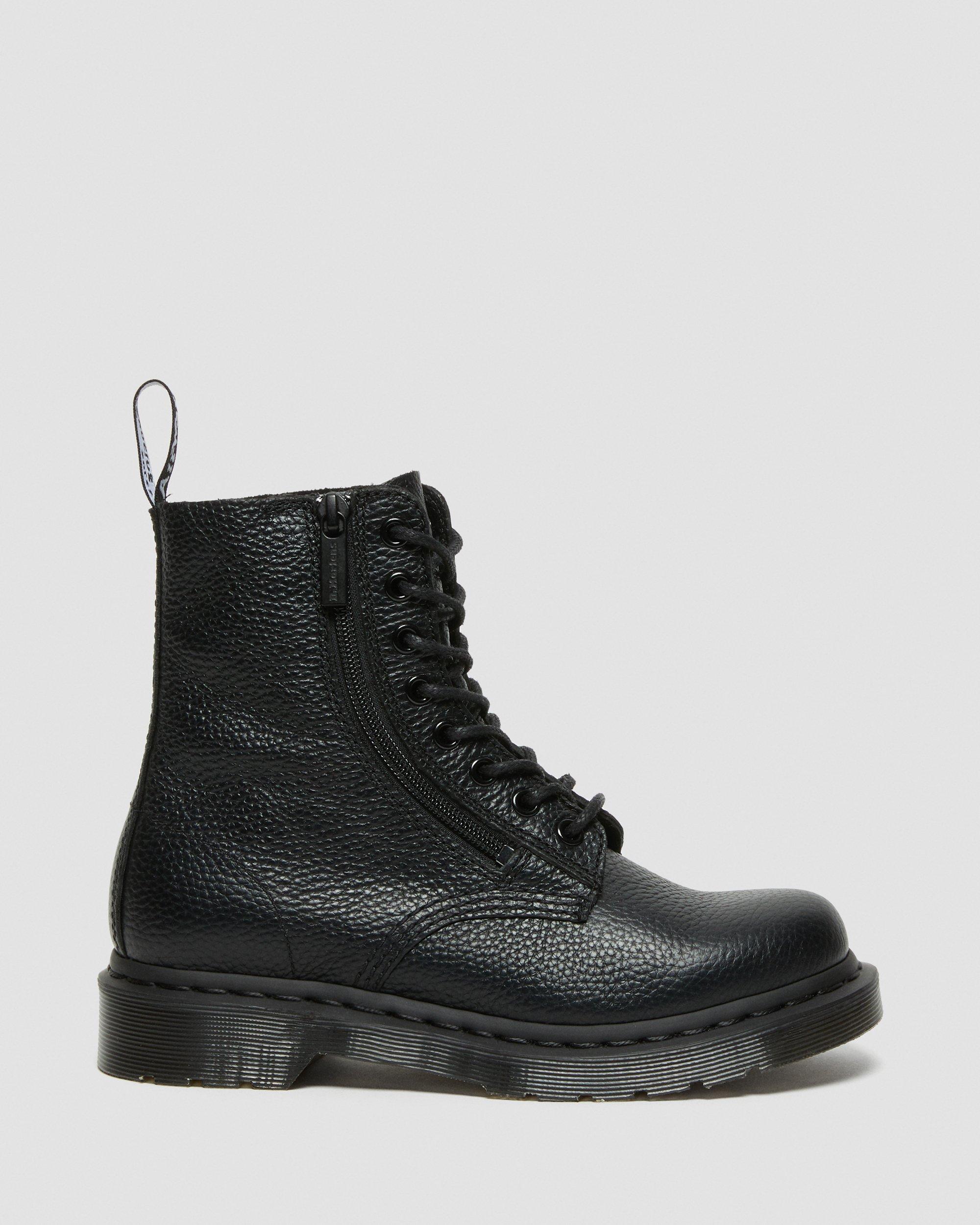 1460 Pascal Women's Leather Zipper Lace Up Boots in Black | Dr. Martens