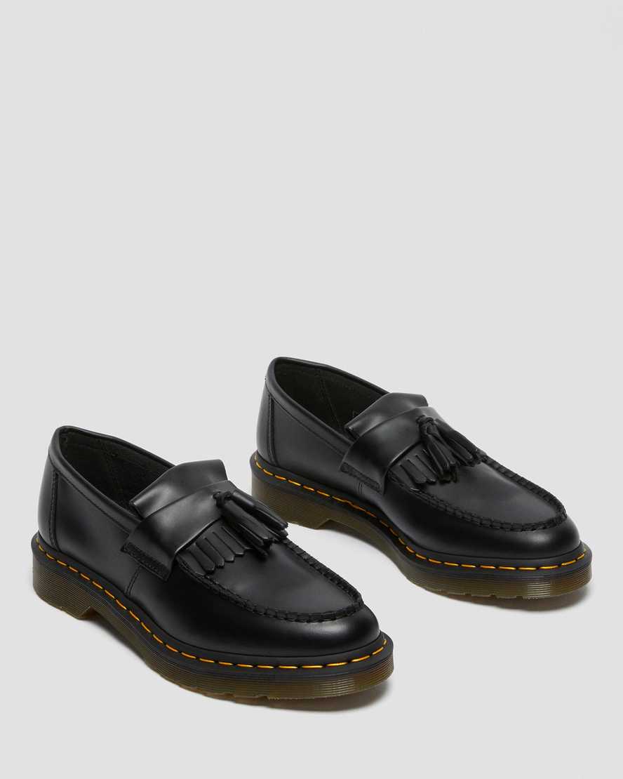 Adrian Yellow Stitch Black Smooth Leather Tassle LoafersAdrian Yellow Stitch Leather Tassle Loafers Dr. Martens