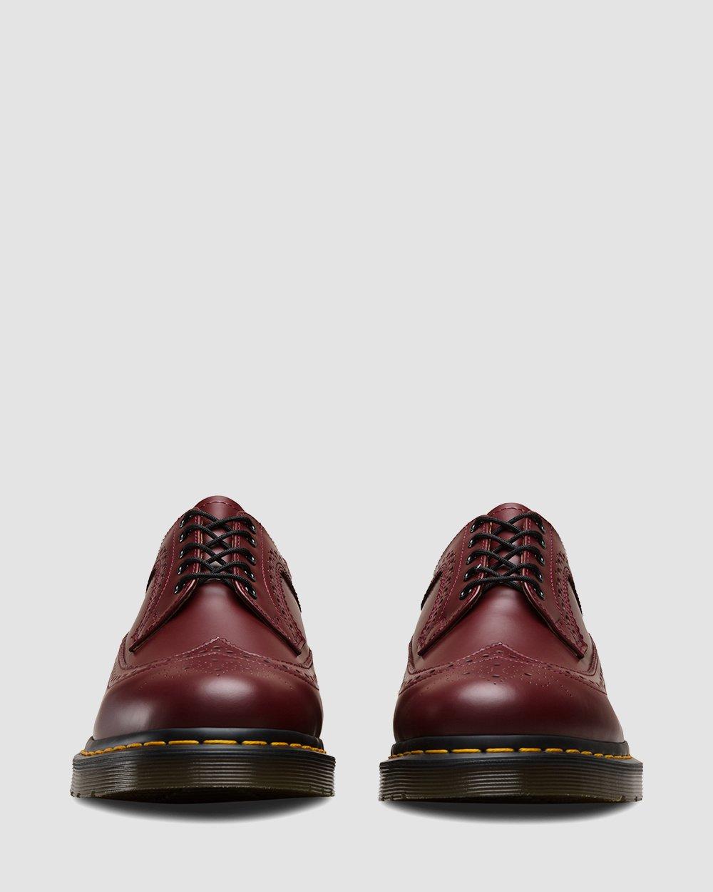 3989 Yellow Stitch Smooth Leather Brogue Shoes in CHERRY RED | Dr