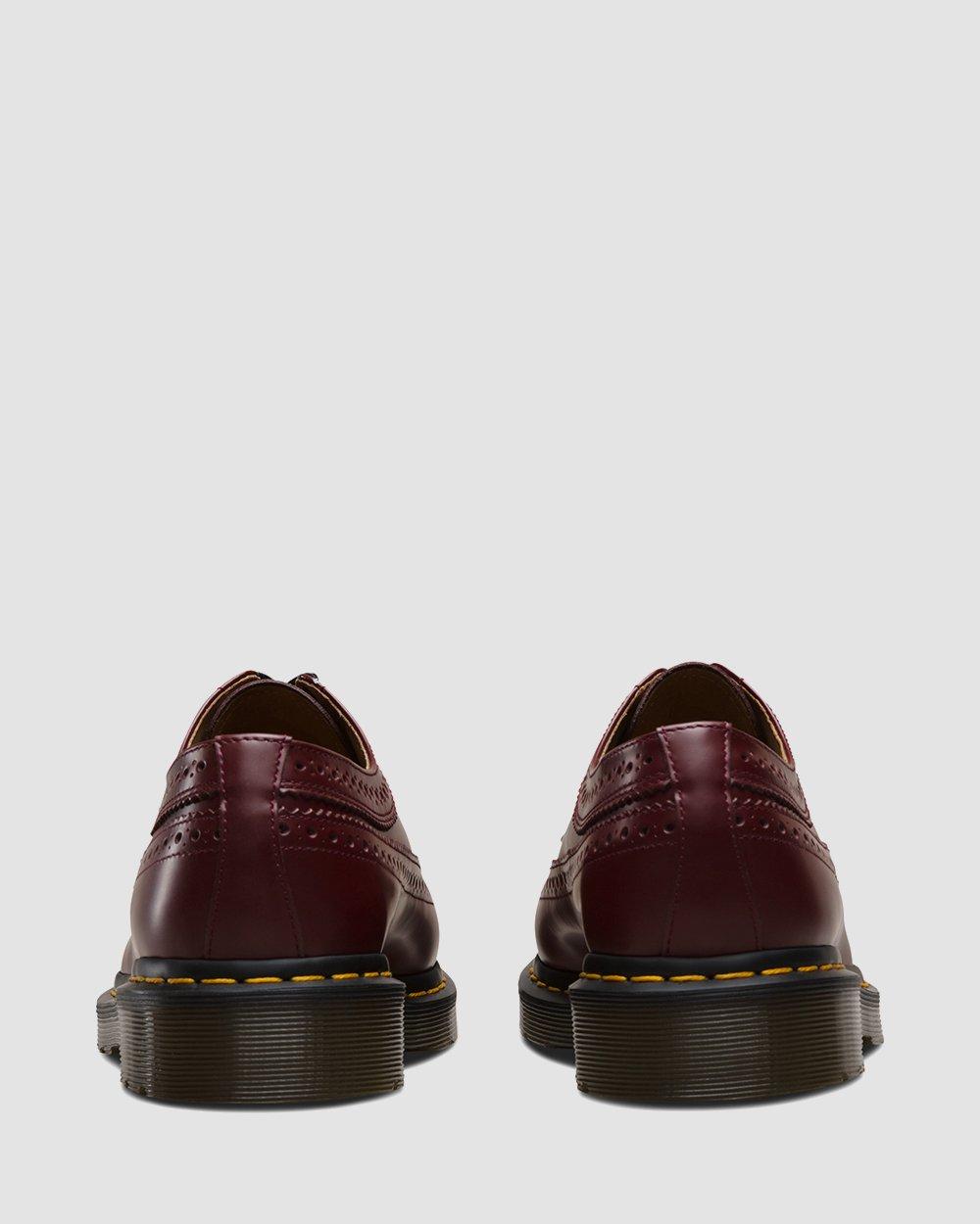 3989 Yellow Stitch Smooth Leather Brogue Shoes in CHERRY RED | Dr