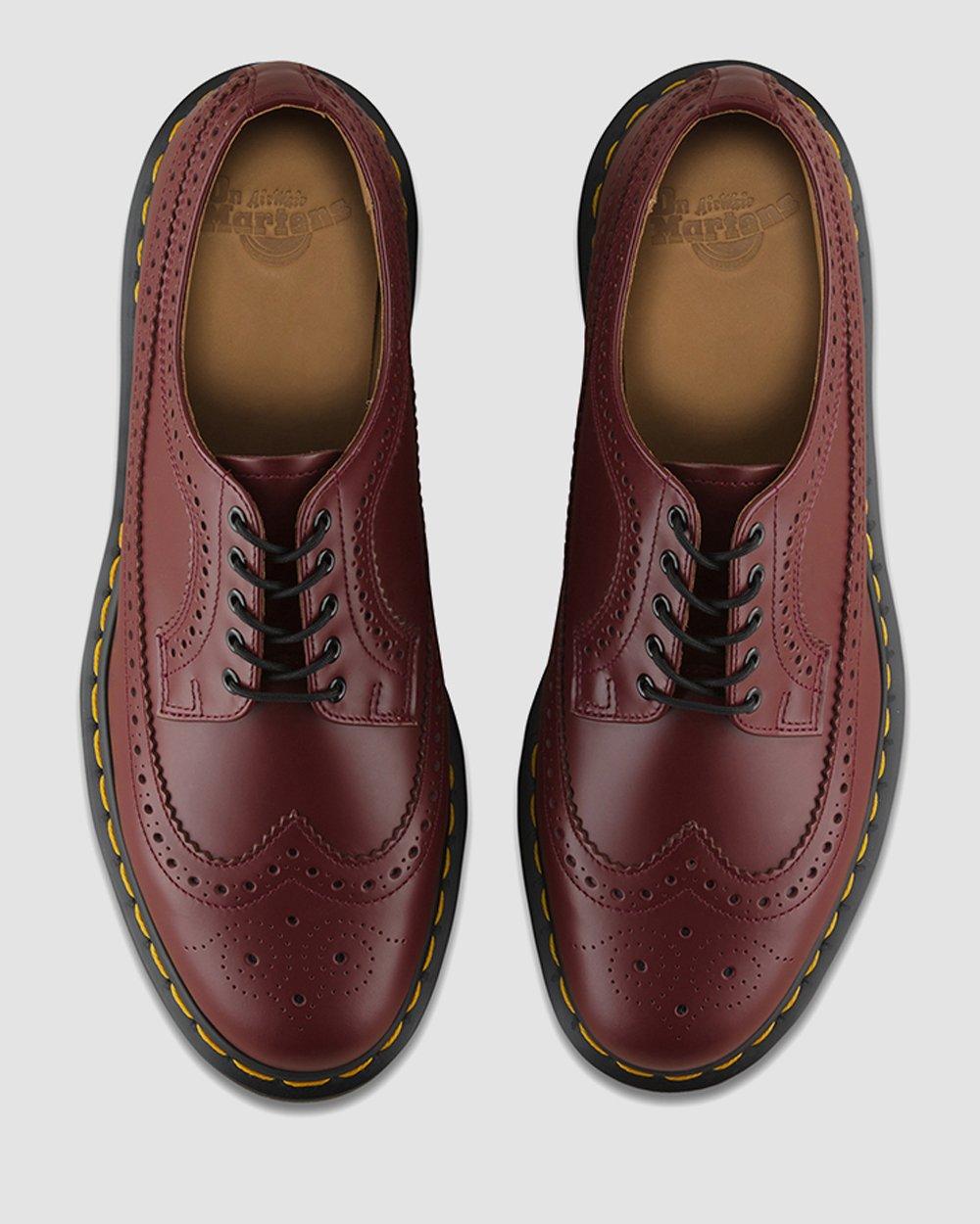 3989 Yellow Stitch Smooth Leather Brogue Shoes in CHERRY RED | Dr