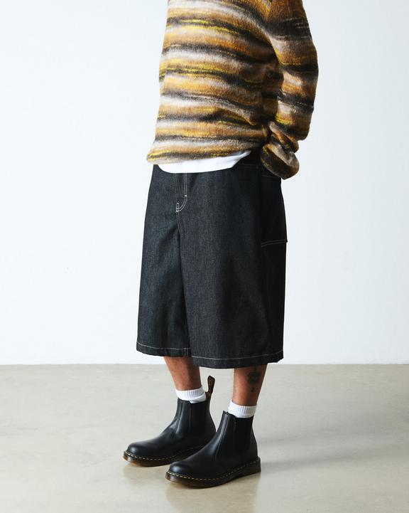 2976 Yellow Stitch Smooth Leather Chelsea Boots in Black 2976 Yellow Stitch Smooth Leather Chelsea Boots in Black