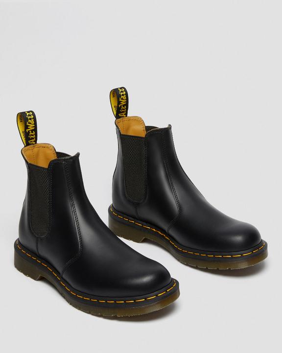 2976 Yellow Stitch Smooth Leather Chelsea Boots in Black 2976 Yellow Stitch Smooth Leather Chelsea Boots in Black