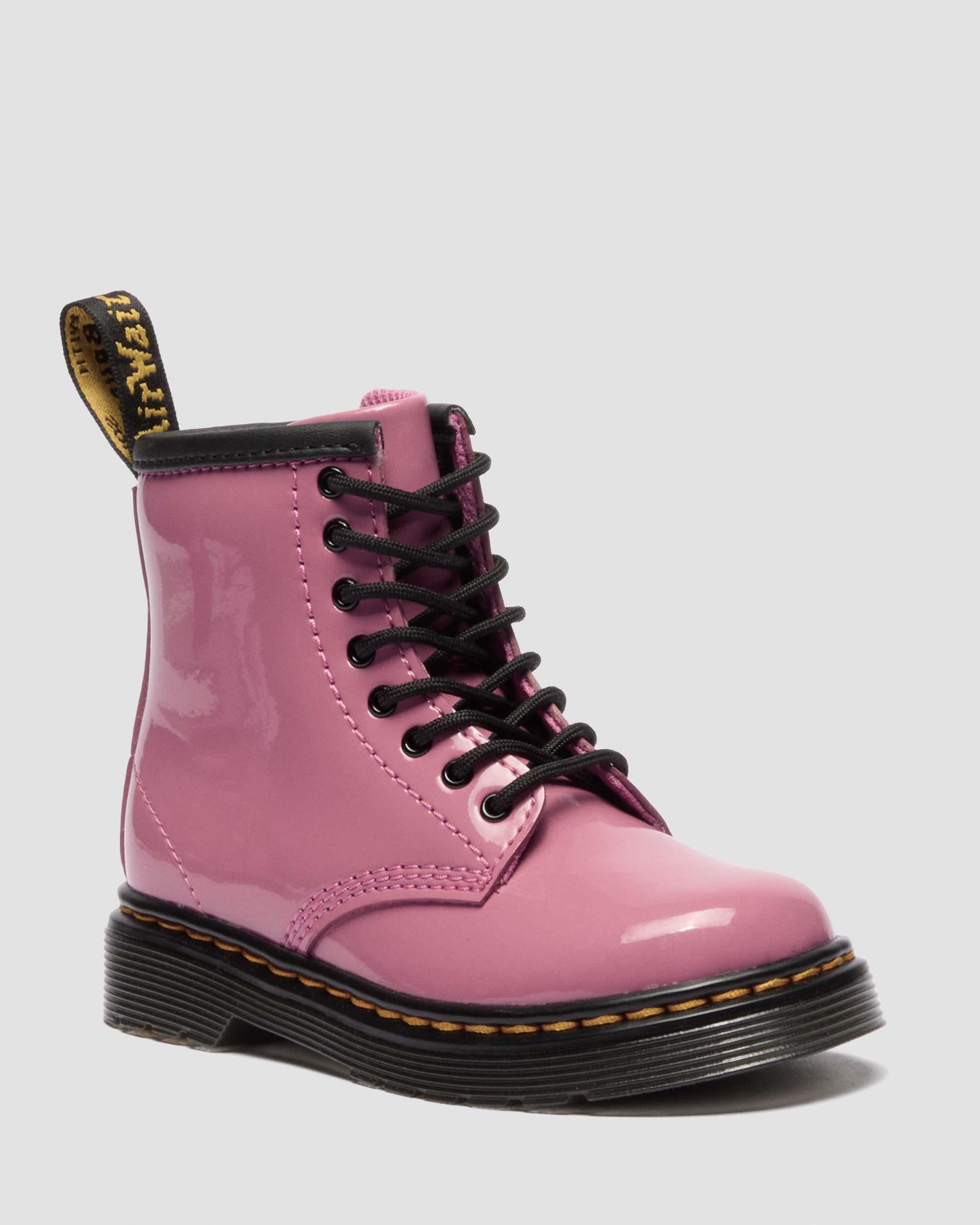 Toddler 1460 Patent Lamper Leather Boots in DMs Pink