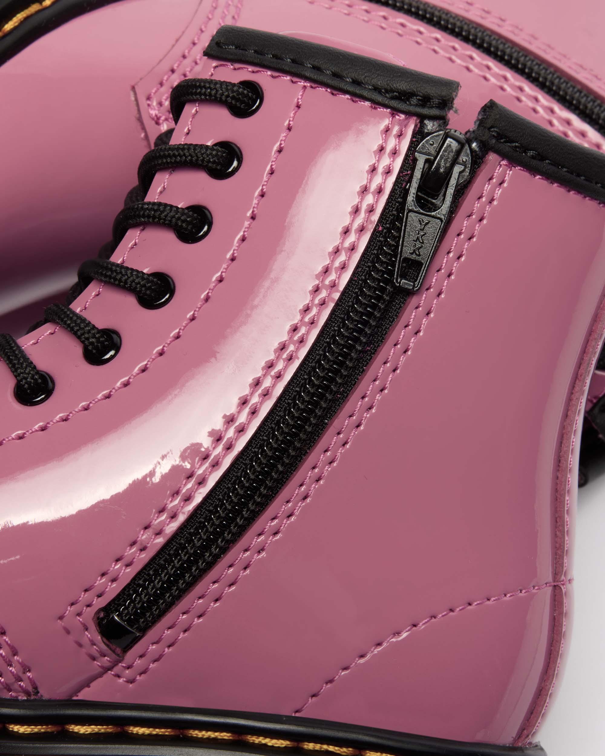 Boots 1460 en cuir Patent Lamper pour tout-petit in Rose Doc's