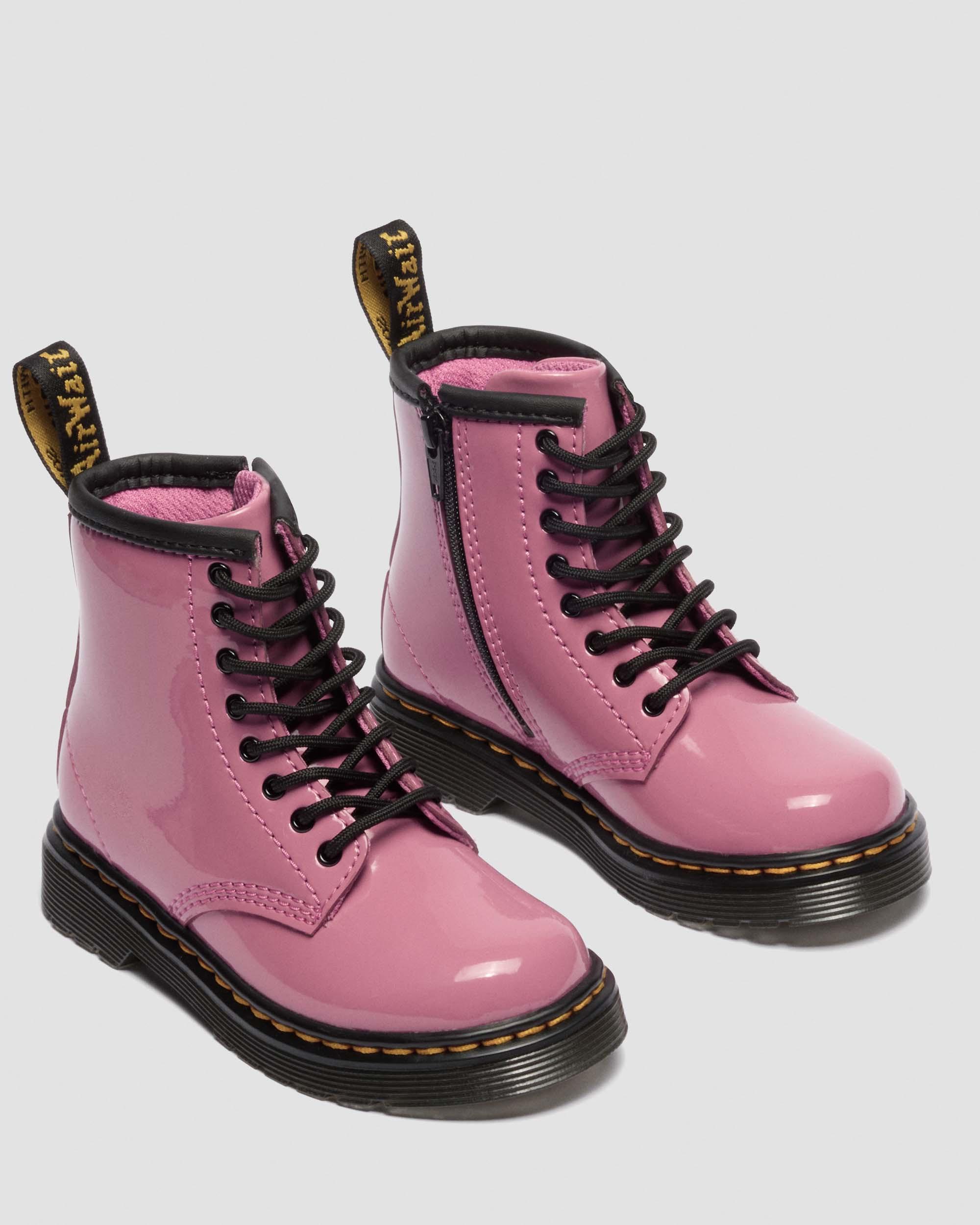 Boots 1460 en cuir Patent Lamper pour tout-petit in Rose Doc's