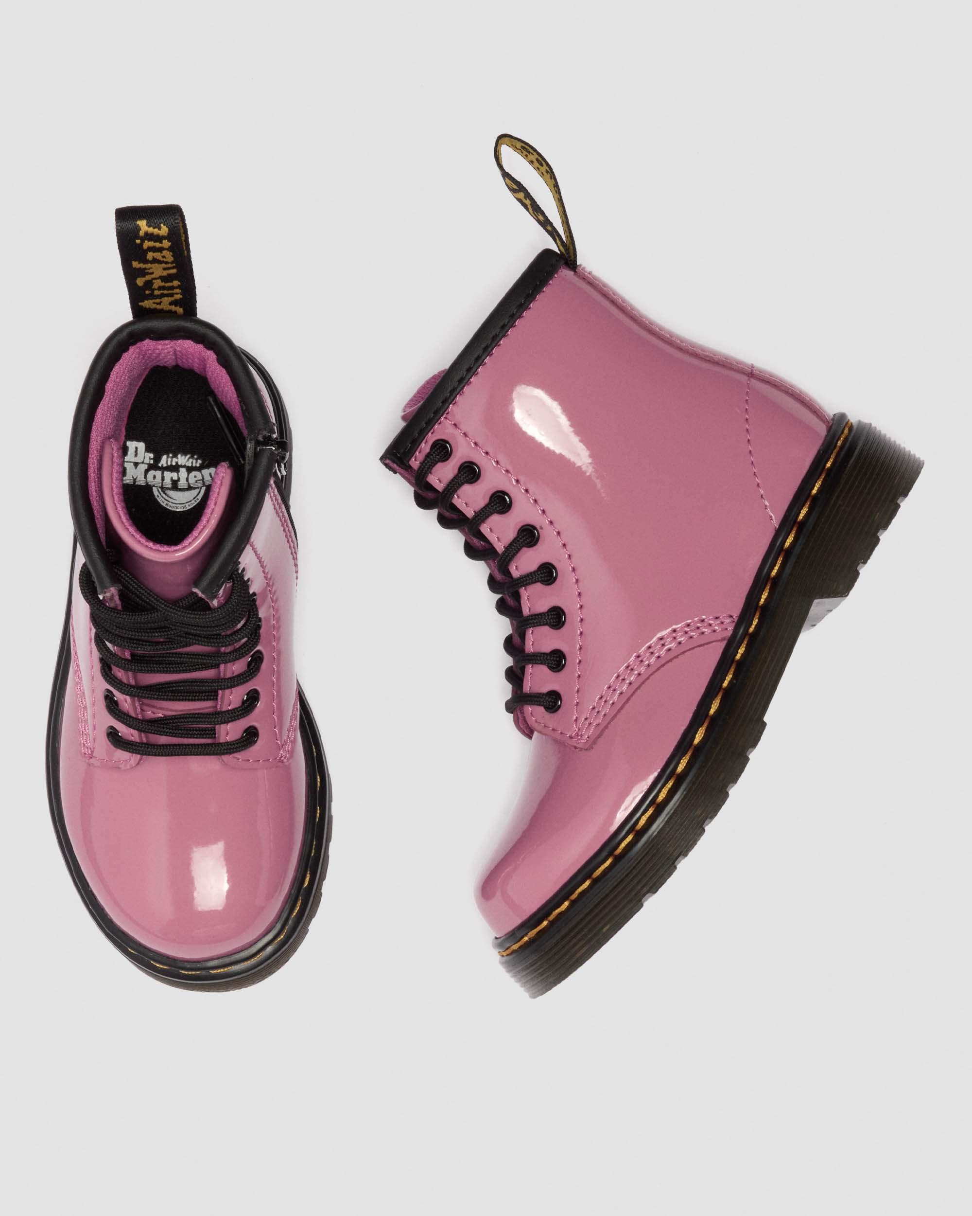 Boots 1460 en cuir Patent Lamper pour tout-petit in Rose Doc's