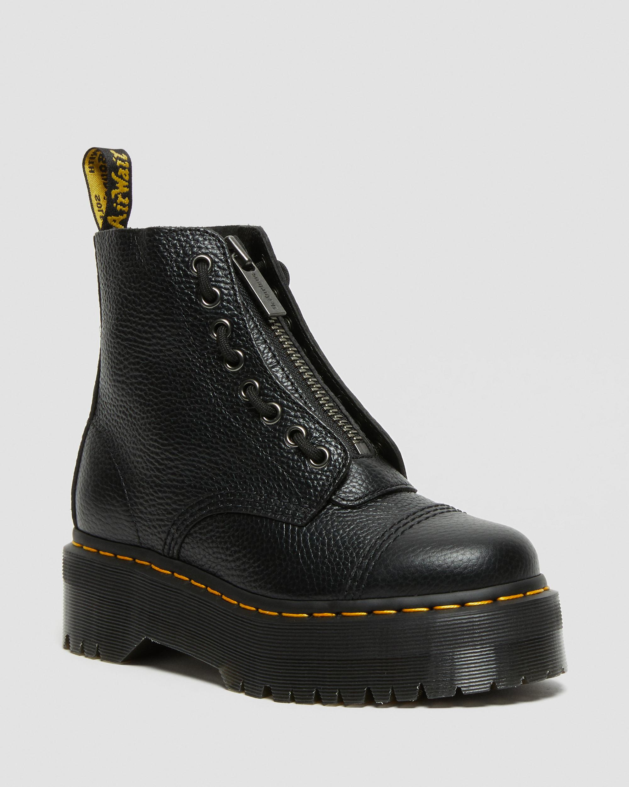 Sinclair Milled Nappa Leather Platform Boots in Black | Dr. Martens