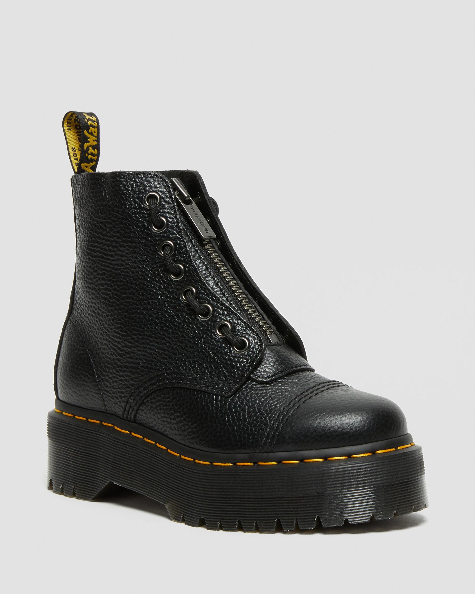 Sinclair Milled Nappa Leather Platform Boots in Black