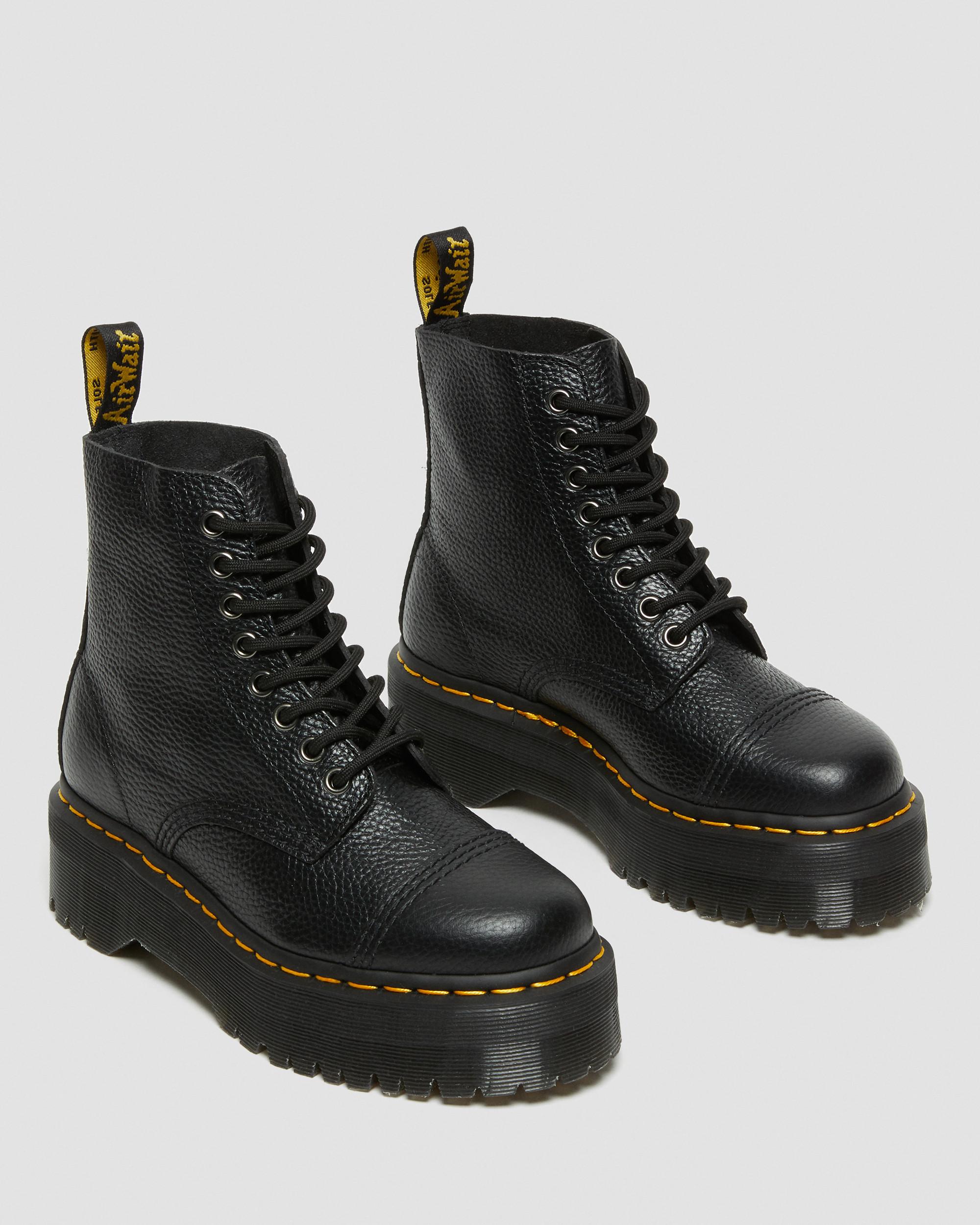 Sinclair Milled Nappa Leather Platform Boots in Black