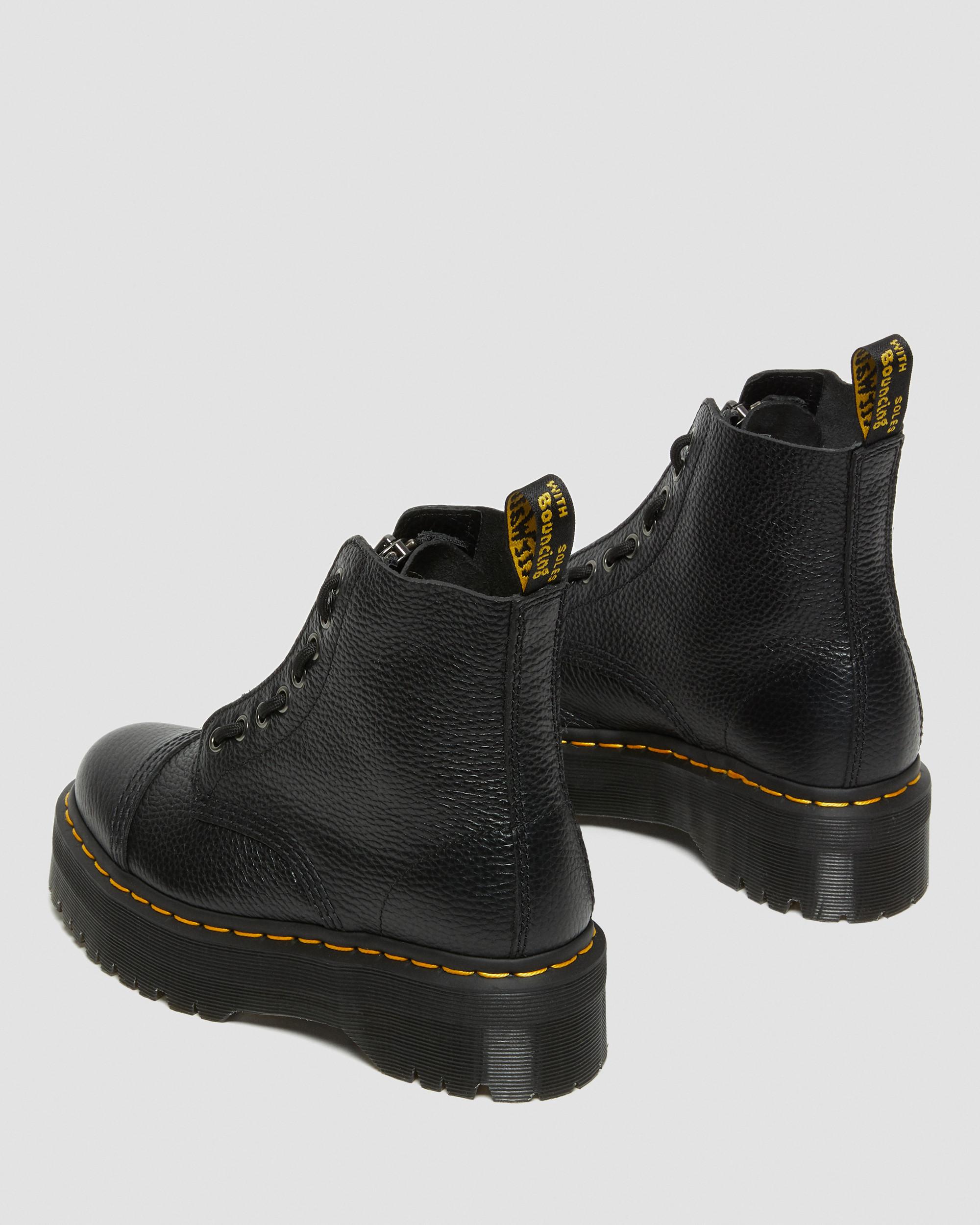 Sinclair Milled Nappa Leather Platform Boots in Black | Dr. Martens