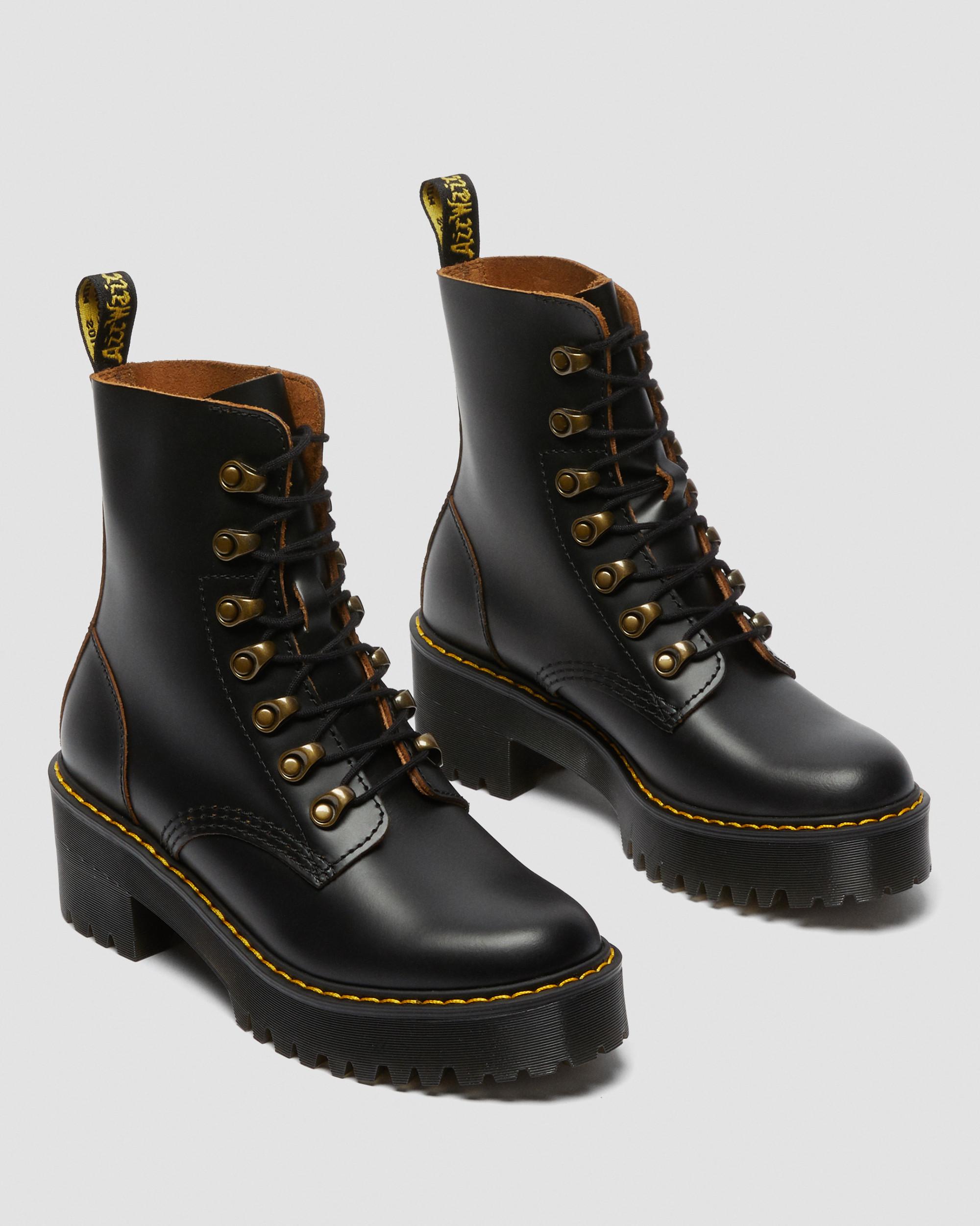 DR MARTENS Leona Women's Vintage Smooth Leather Heeled Boots