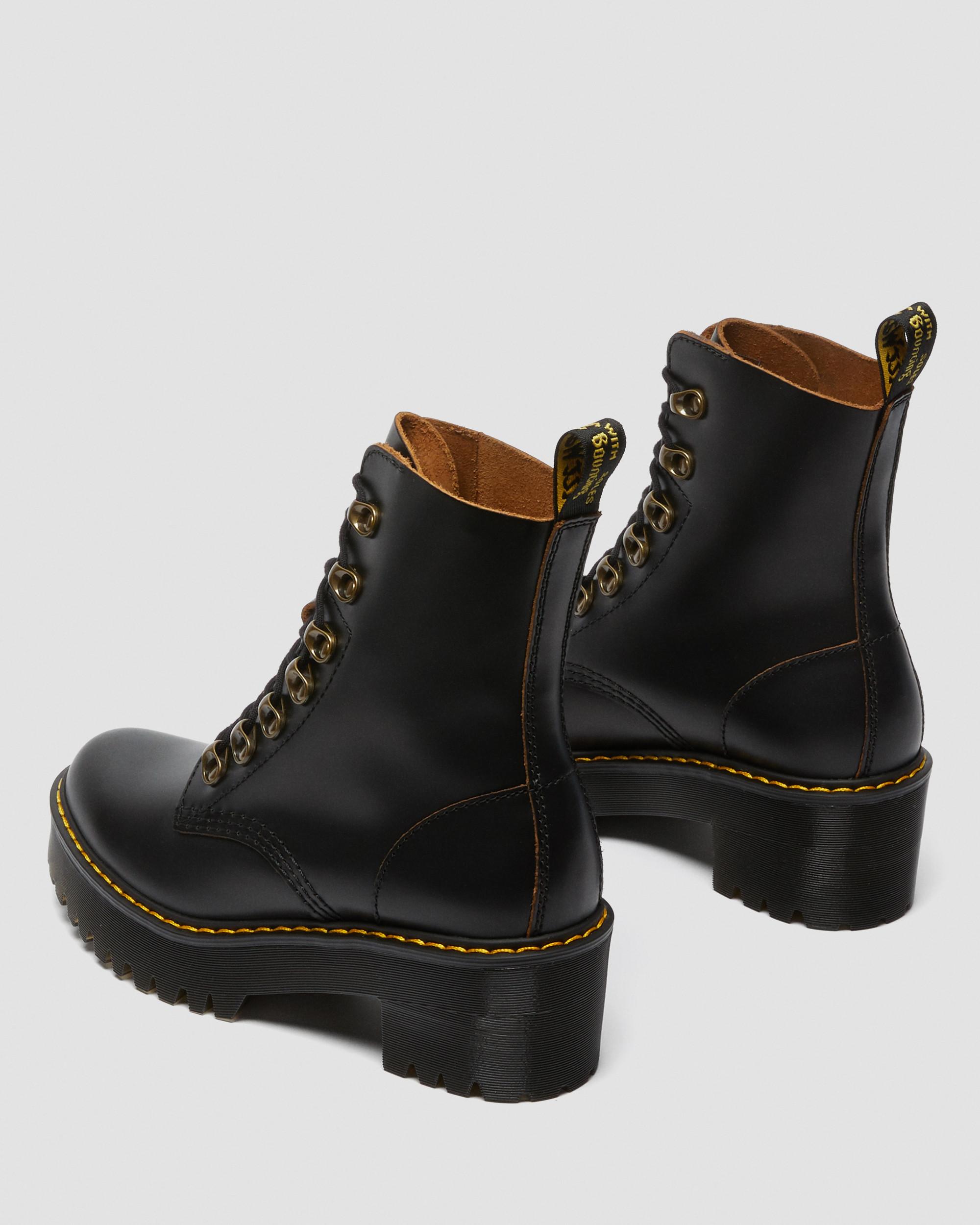 Leona Women's Vintage Smooth Leather Heeled Boots in BLACK | Dr