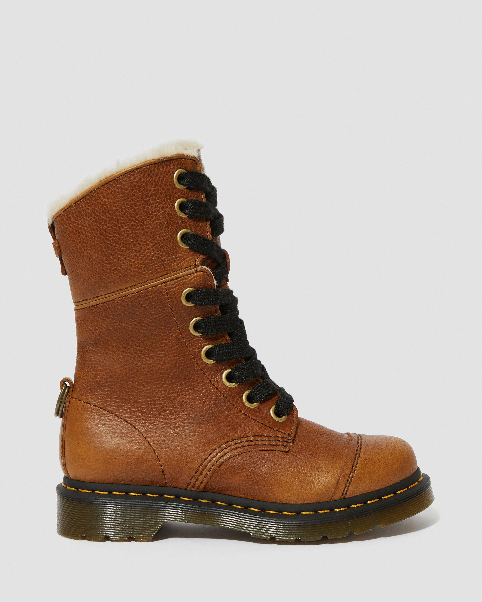 Fur-Lined Aimilita Grizzly in TAN | Dr. Martens™