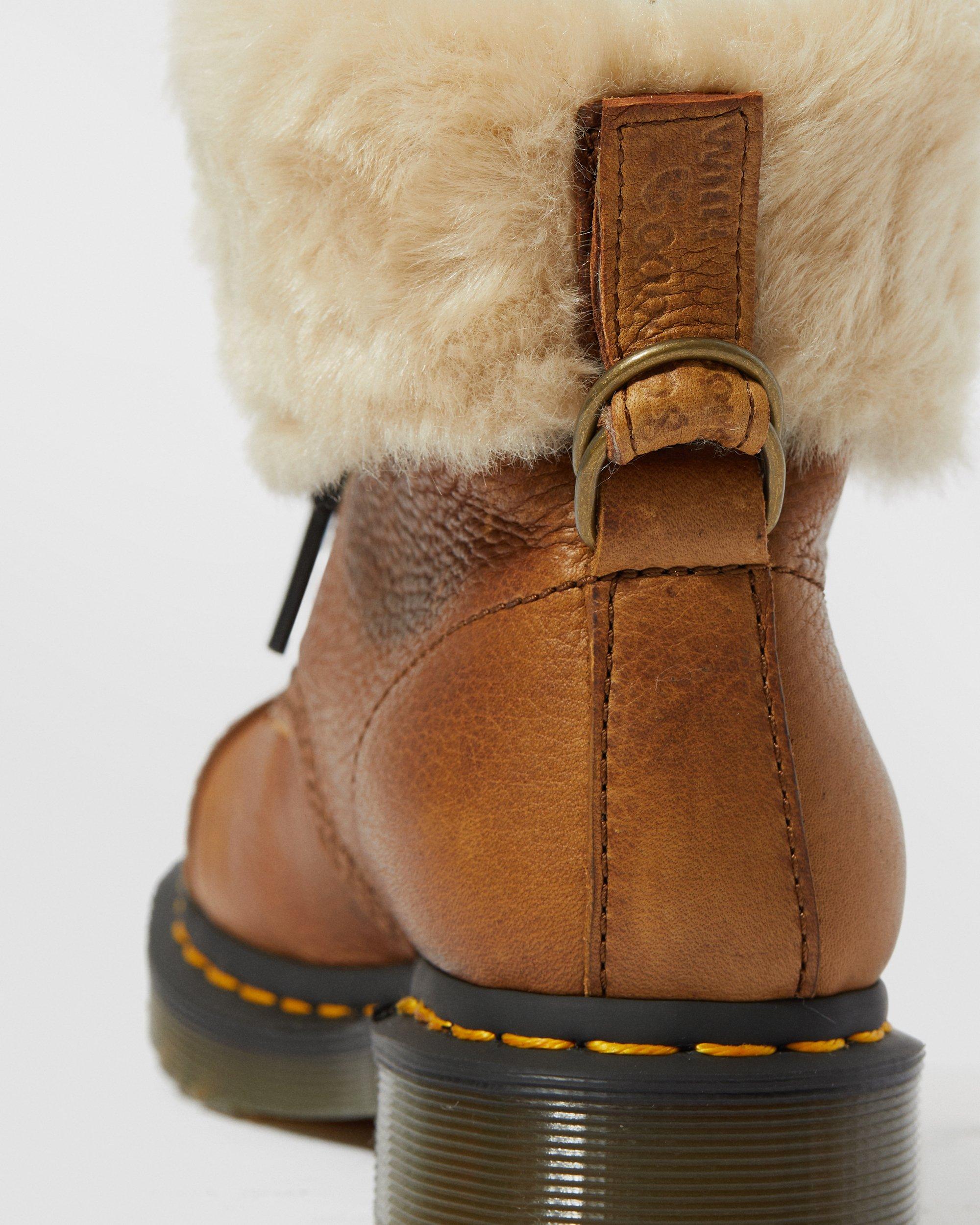 Fur-Lined Aimilita Grizzly, Tan | Dr. Martens