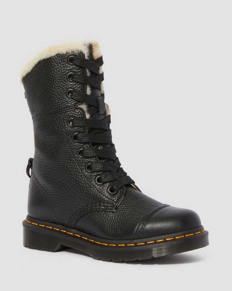 Aimilita Faux Fur Lined Leather High Boots Dr. Martens