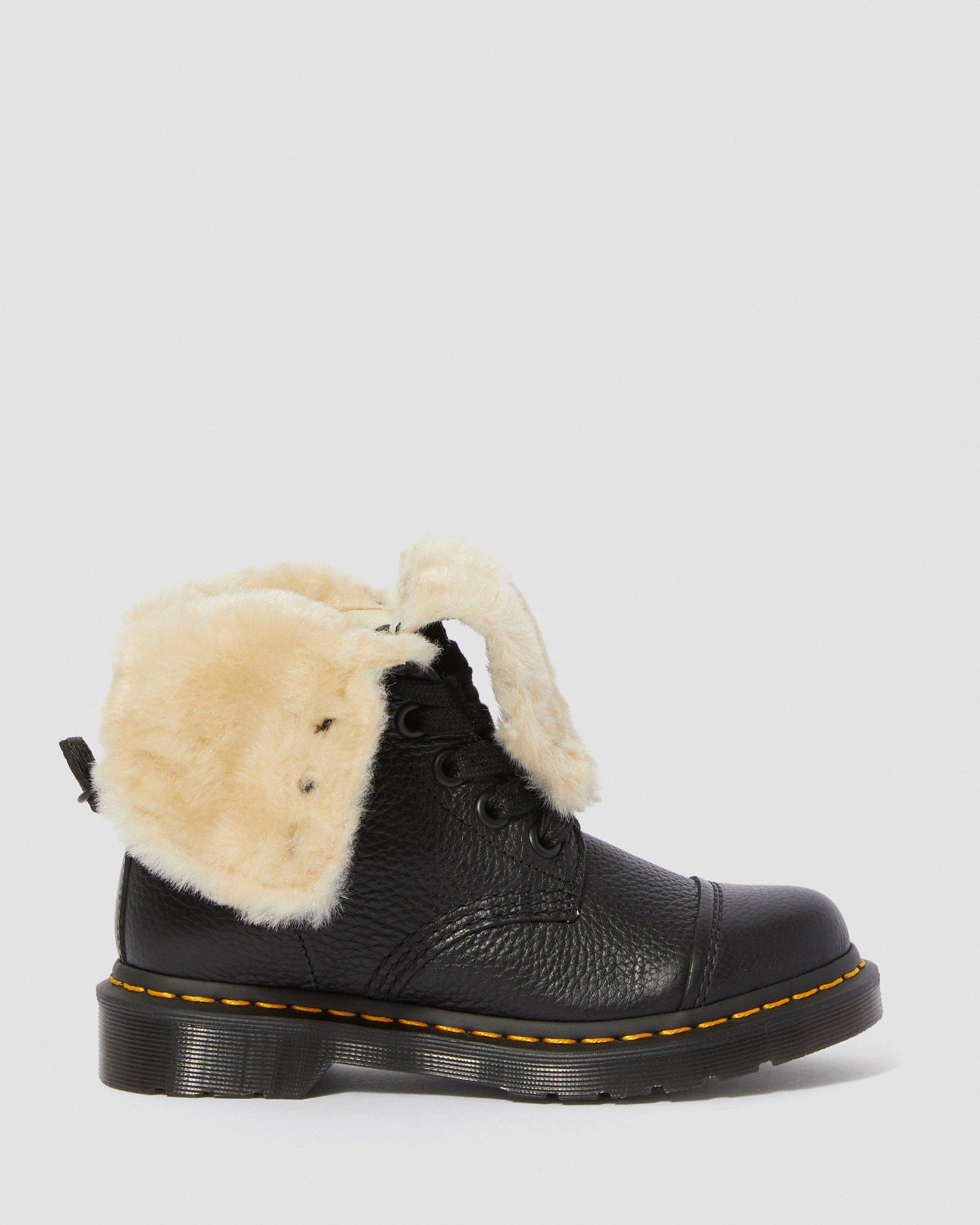 Aimilita Faux Fur Lined Leather High Boots, Black | Dr. Martens