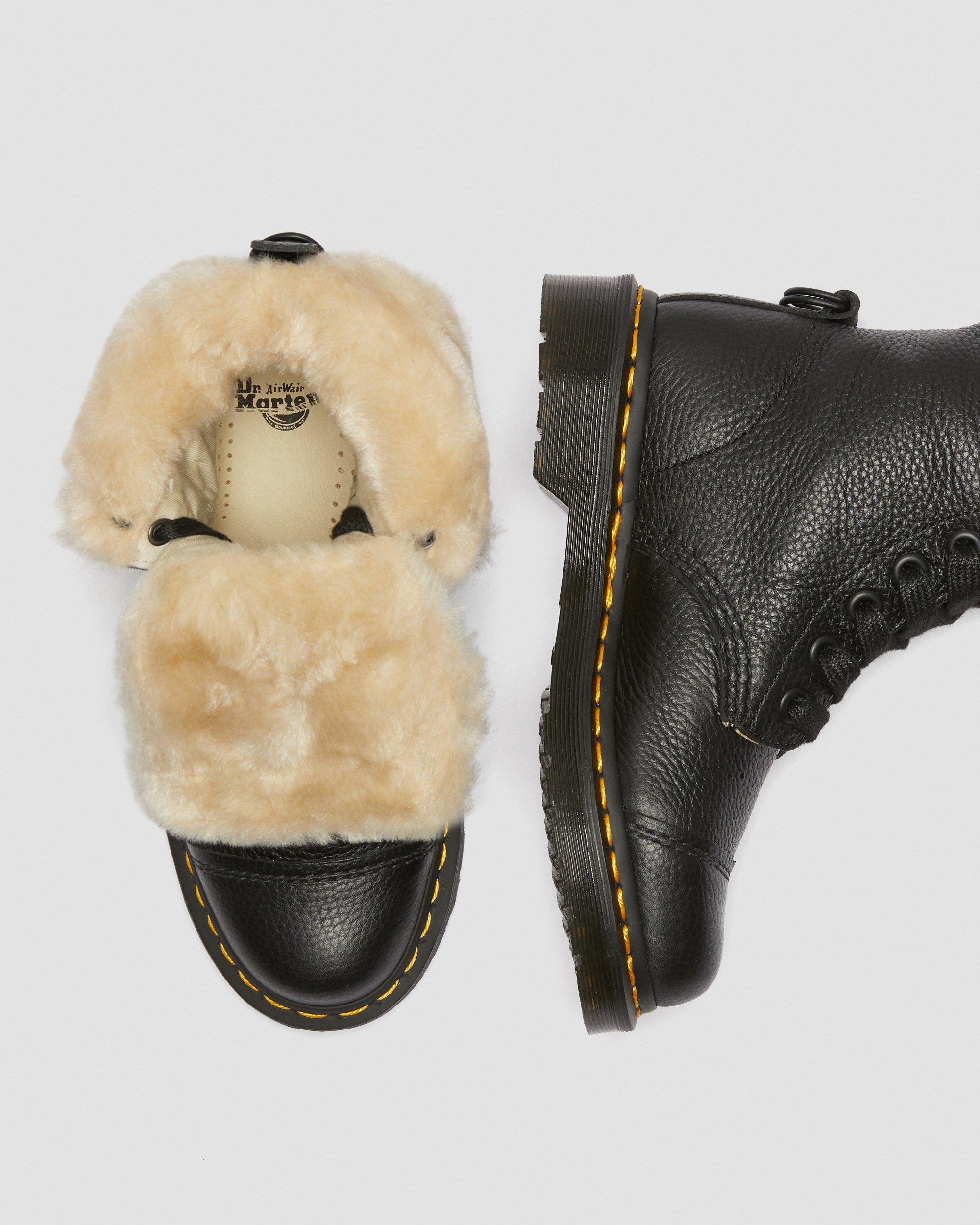 Aimilita Faux Fur Lined Leather High Boots in BLACK | Dr. Martens™