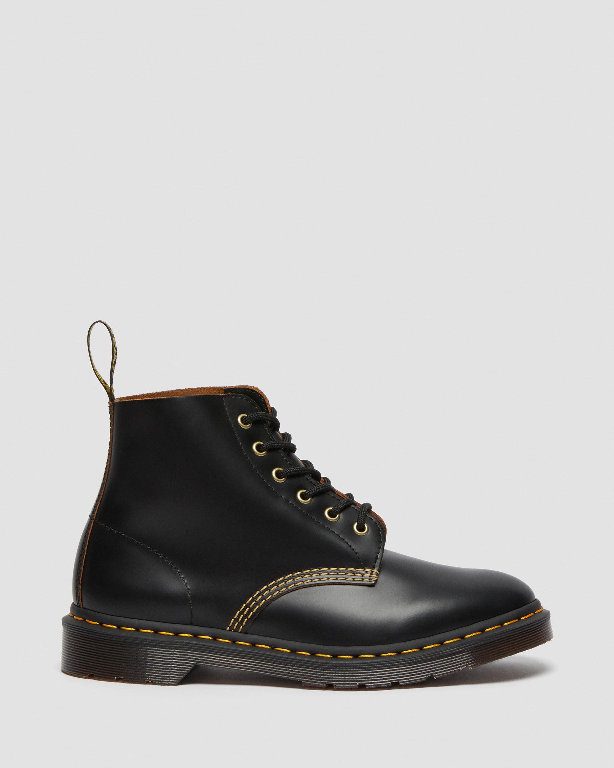 101 Vintage Smooth Leather Ankle Boots in Black | Dr. Martens