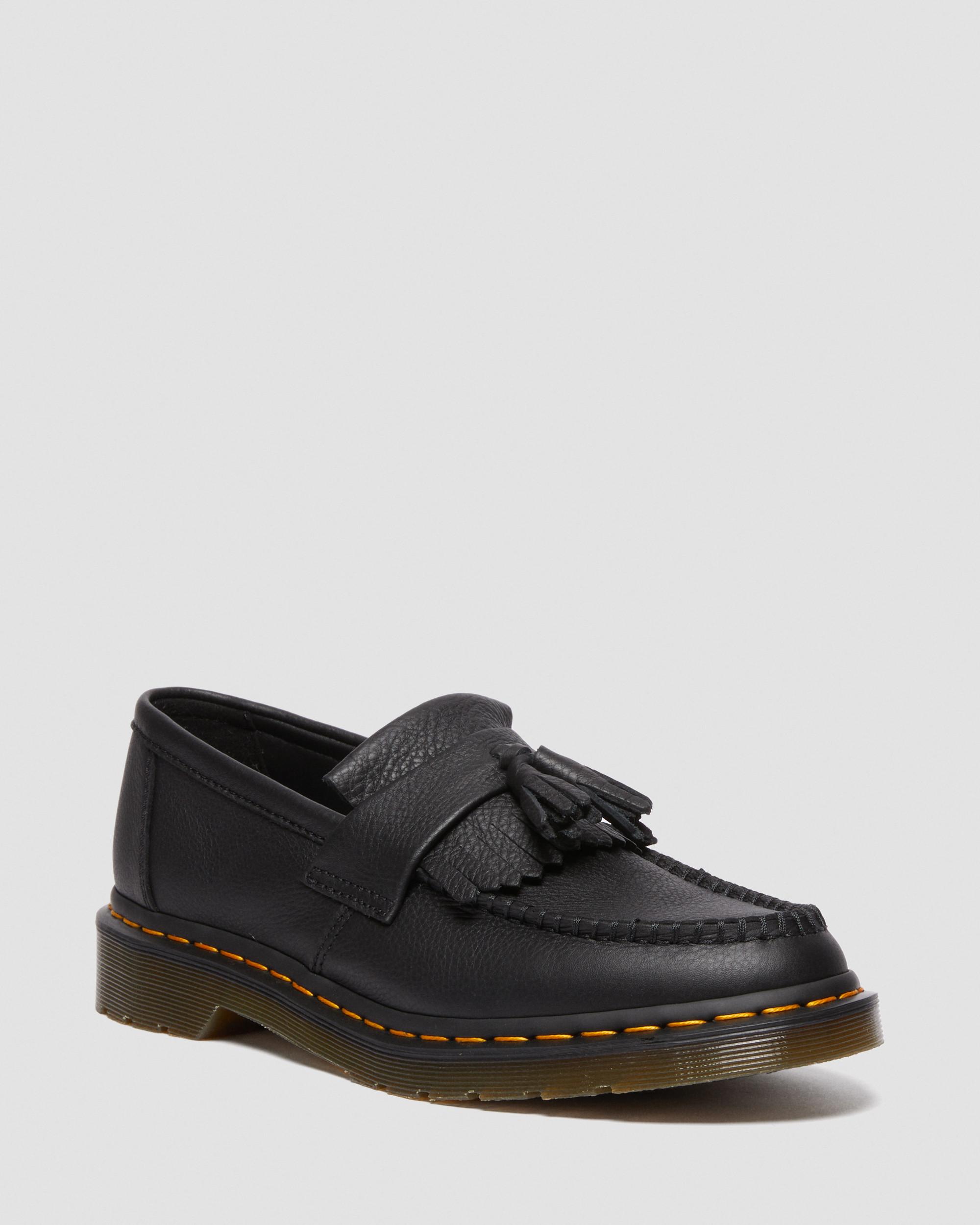 Adrian Virginia Leather Tassel Loafers in Black