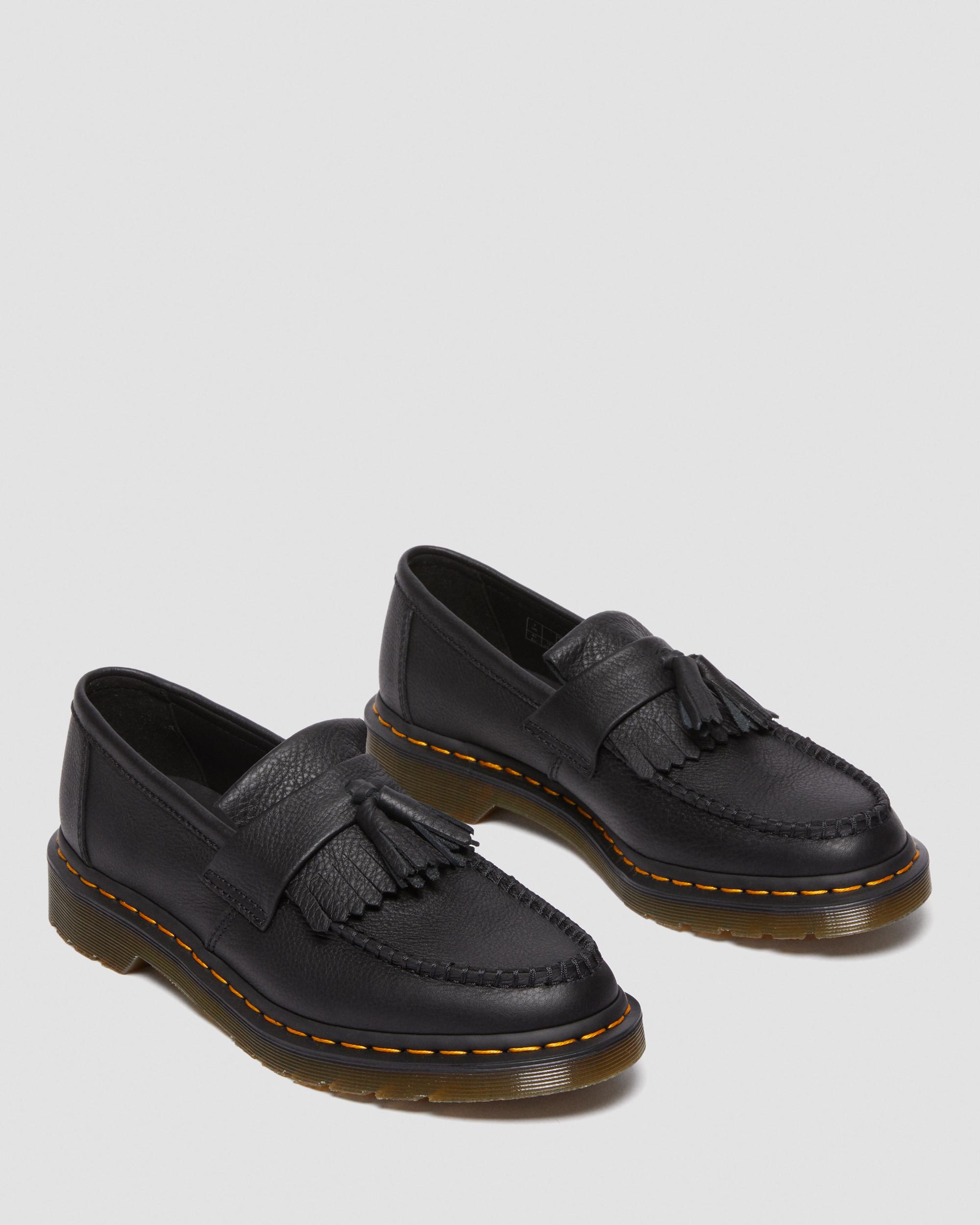 Adrian Virginia Leather Tassel Loafers in Black