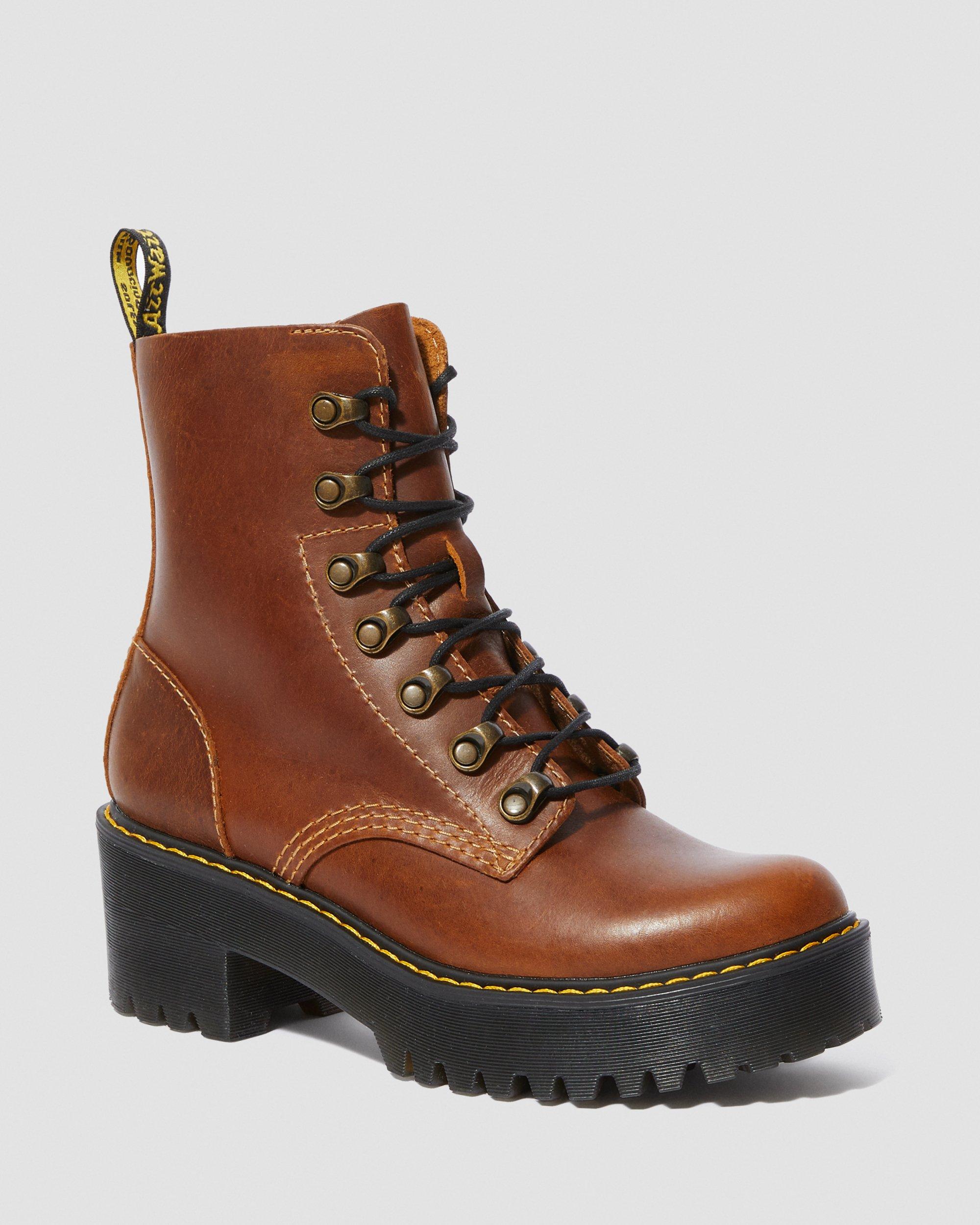 Leona Women's Orleans Leather Heeled Boots, Butterscotch | Dr. Martens
