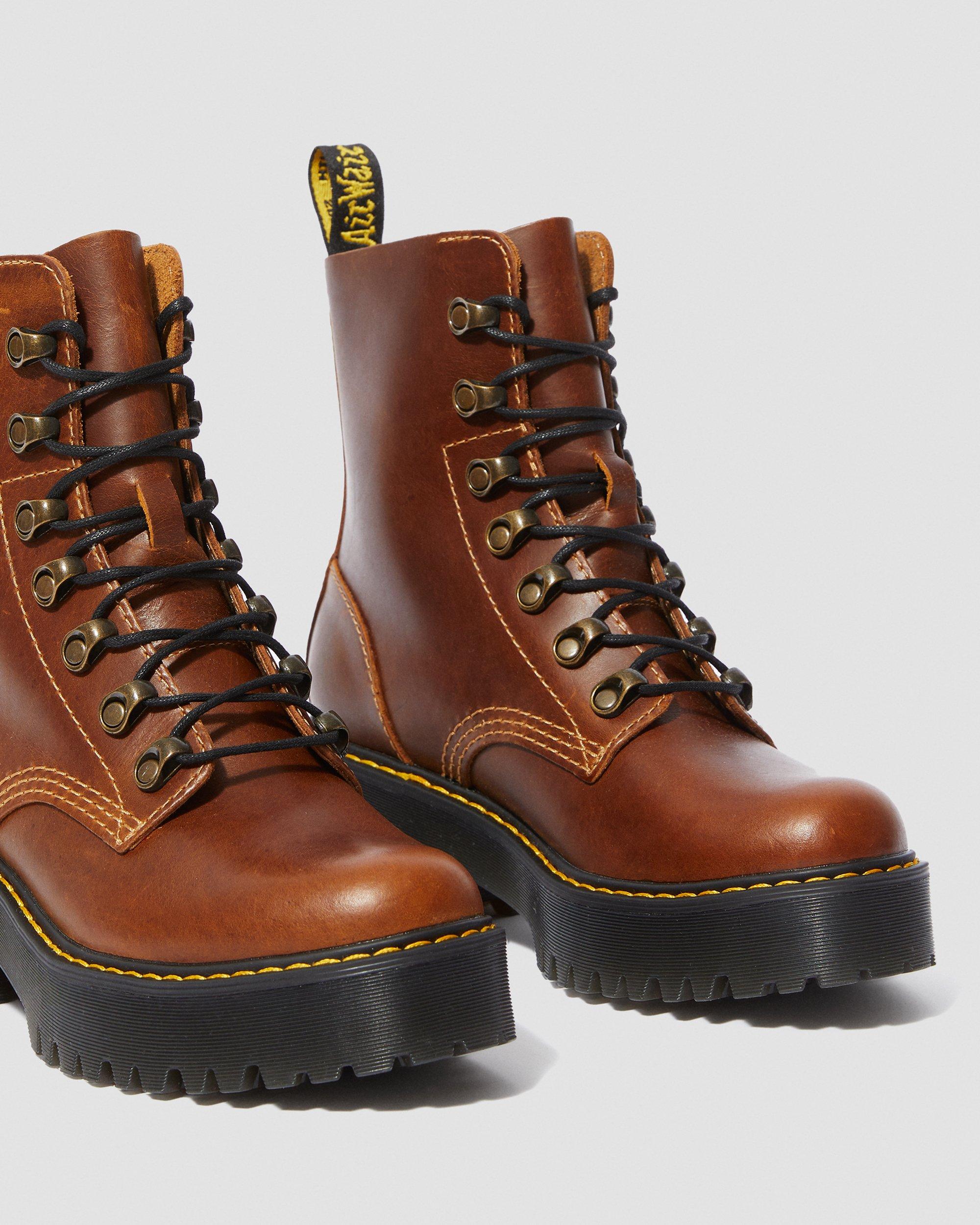 【Dr.Martens】希少✨LEONA 25cm ブーツ　バタースコッチ Leona Women's Orleans Leather Heeled Boots in BUTTERSCOTCH | Dr
