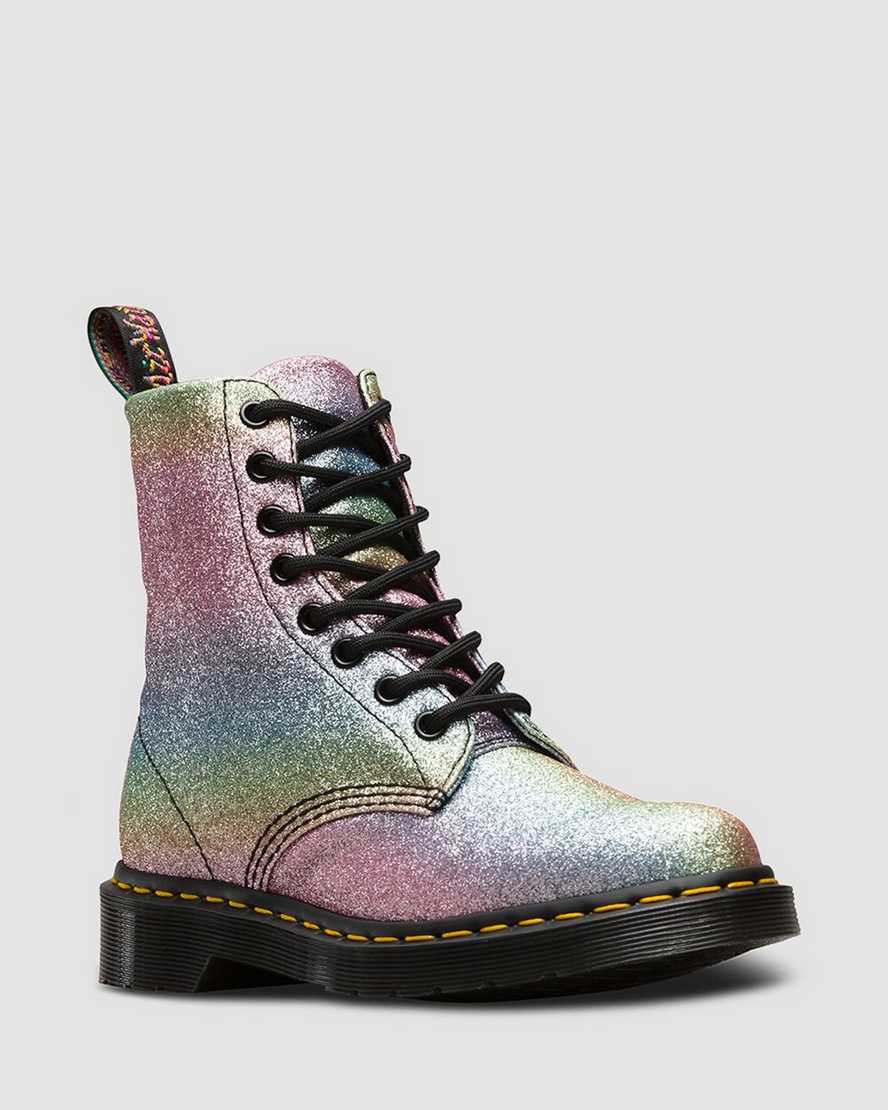 Introducir 67+ imagen dr martens rainbow glitter shoes