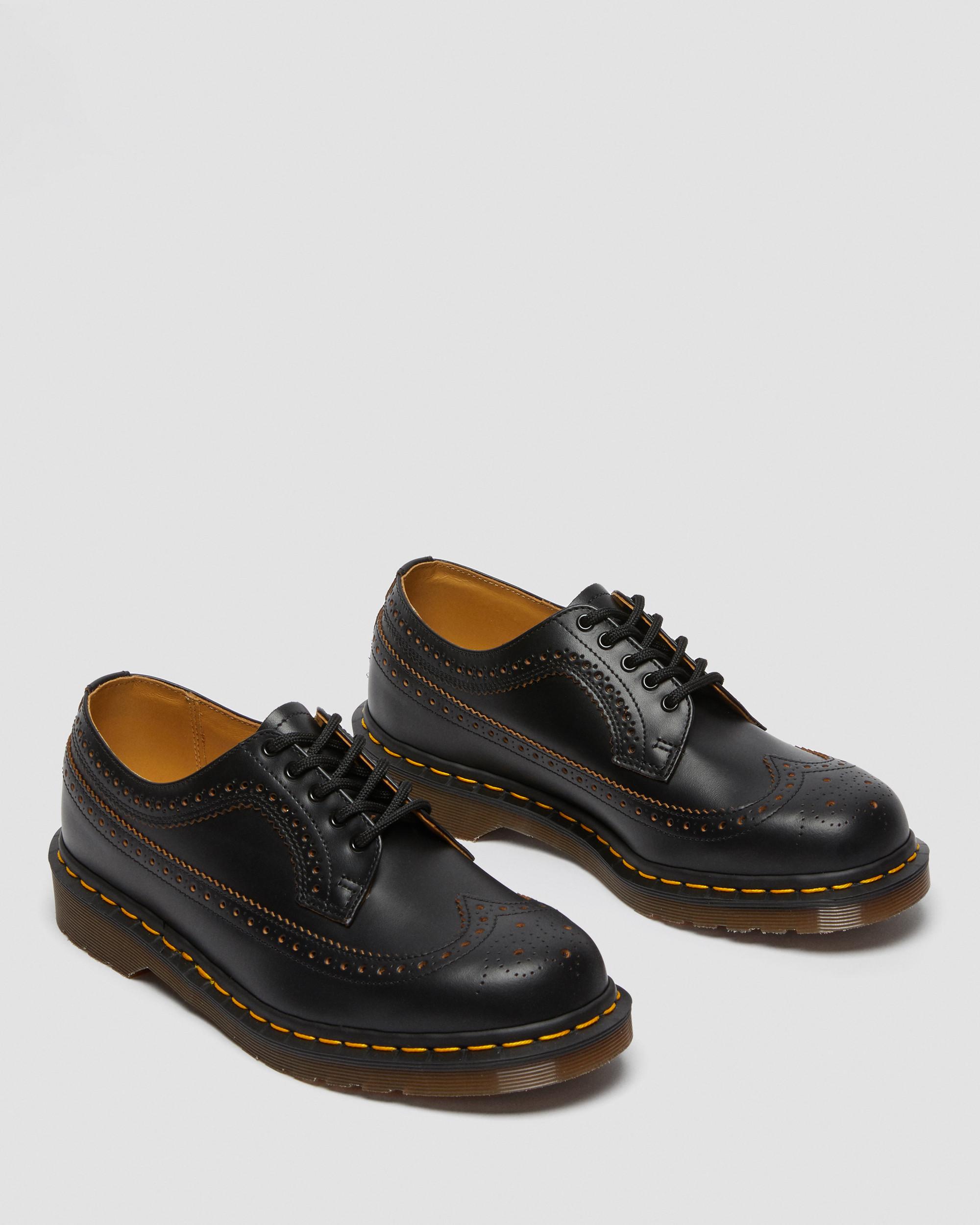 Vintage 3989 Quilon Leather Brogue Shoes, Black | Dr. Martens