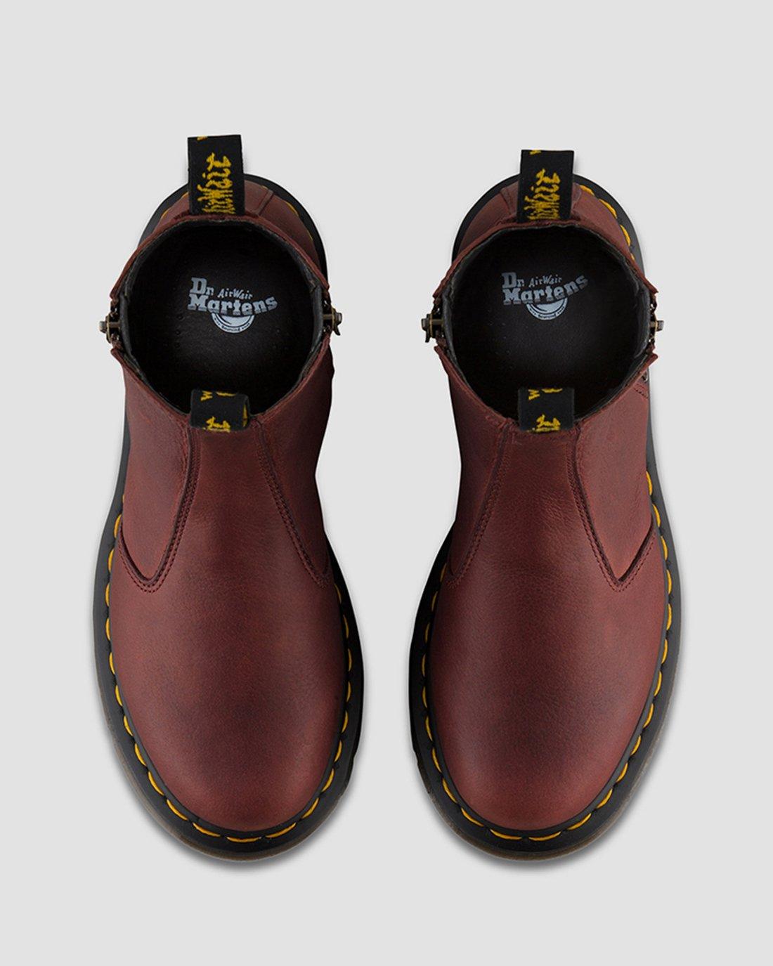 DR MARTENS 2976 CHERRY RED YELLOW STITCH CHELSEA BOOT 
