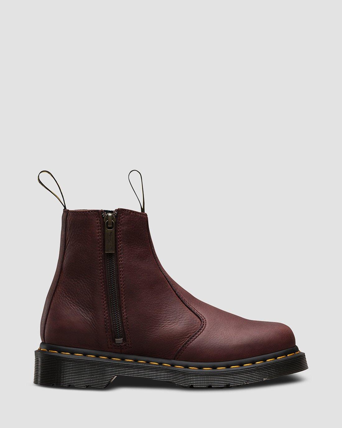 2976 W/Zip Grizzly Chelsea Boots in CHERRY RED | Dr. Martens™