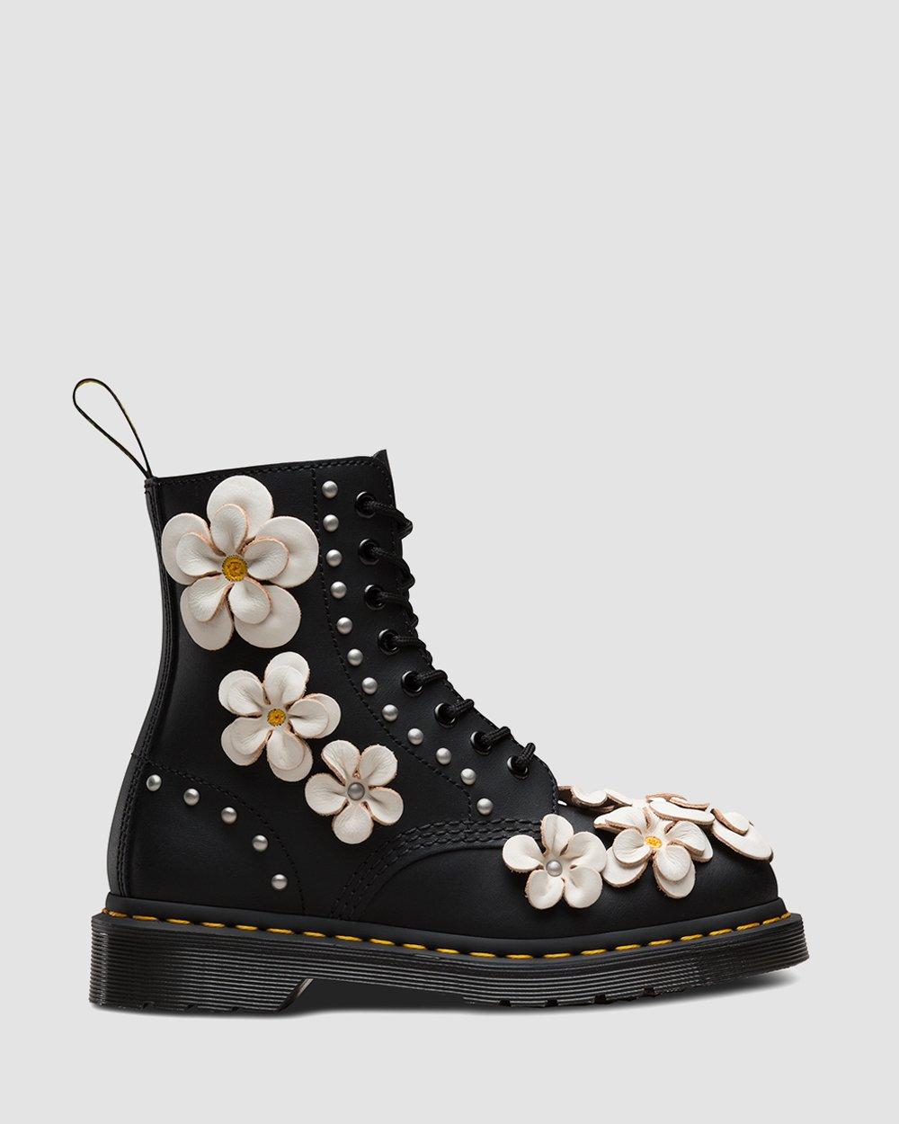 dr martens 3d flower lace up boots