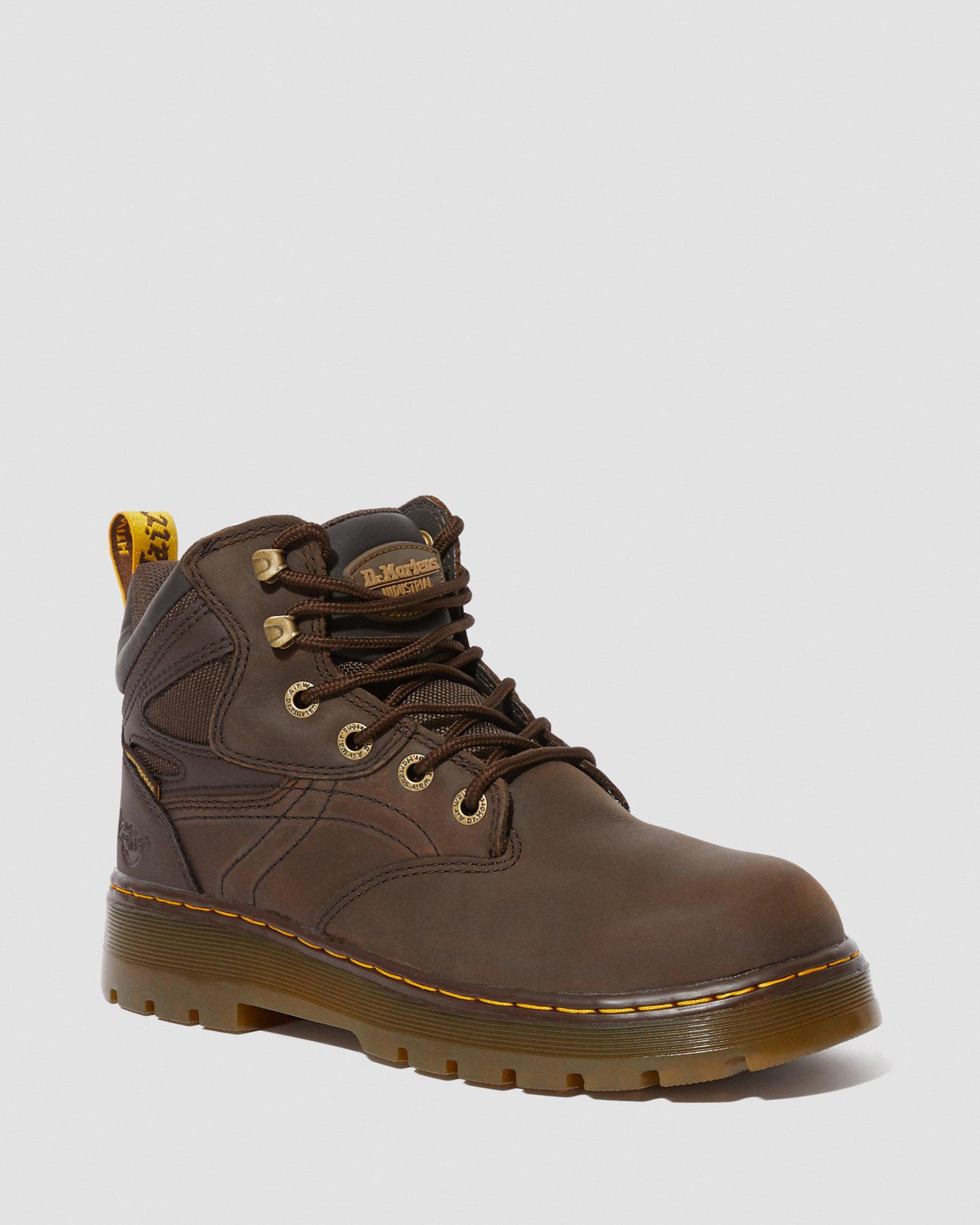 Plenum Waterproof Steel Toe Work Boots in Dark Brown Dr. Martens