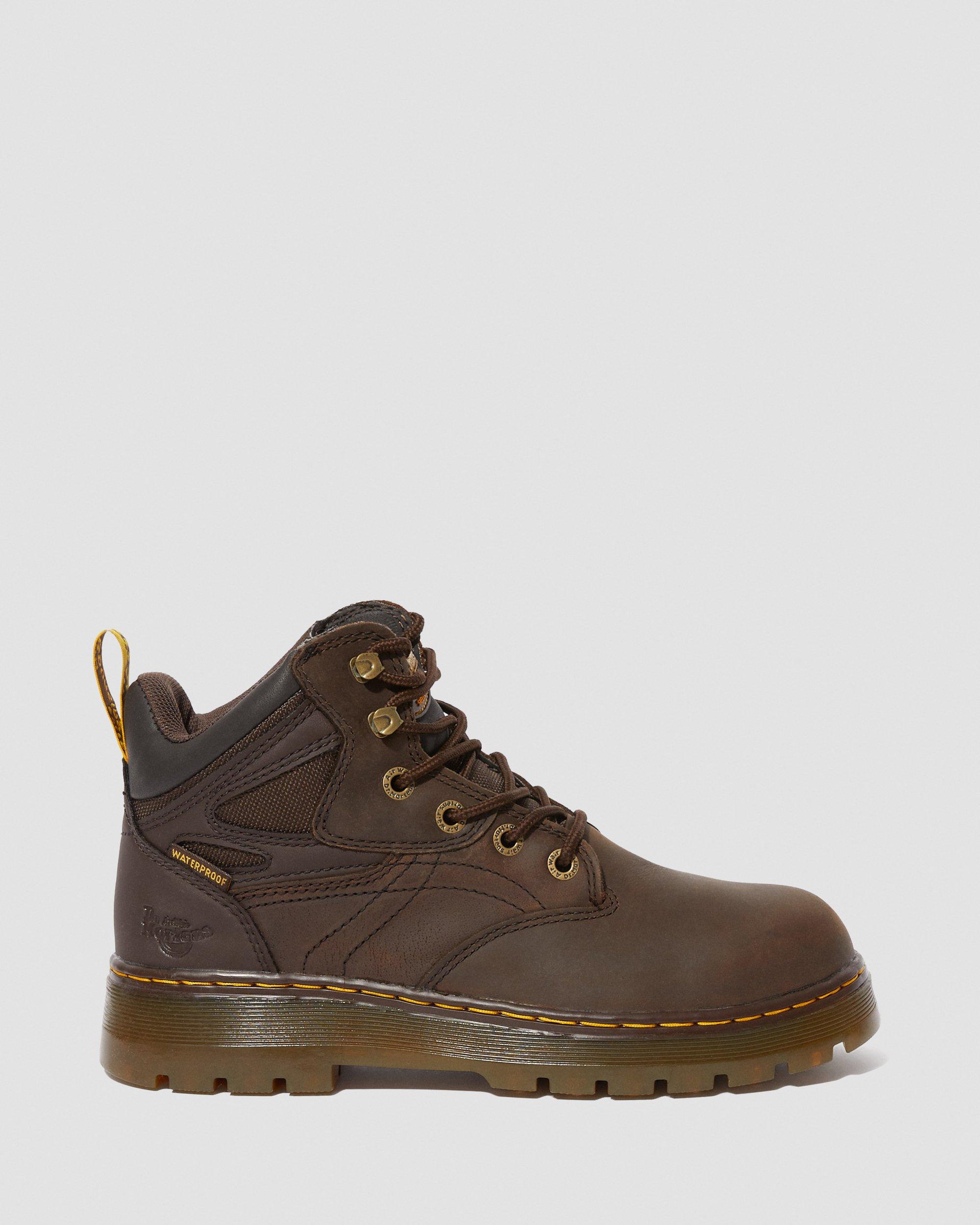 Plenum Waterproof Steel Toe Work Boots in Dark Brown | Dr. Martens