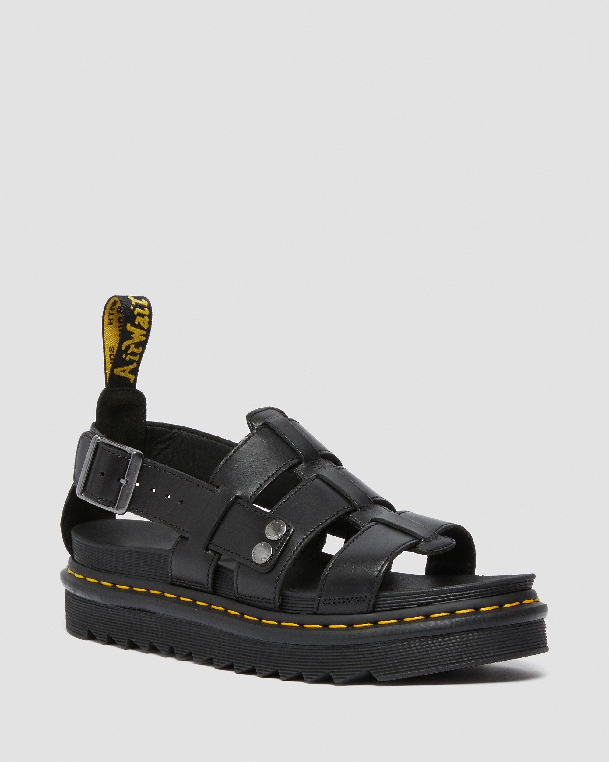 Terry Leather Strap Sandals in Black | Dr. Martens